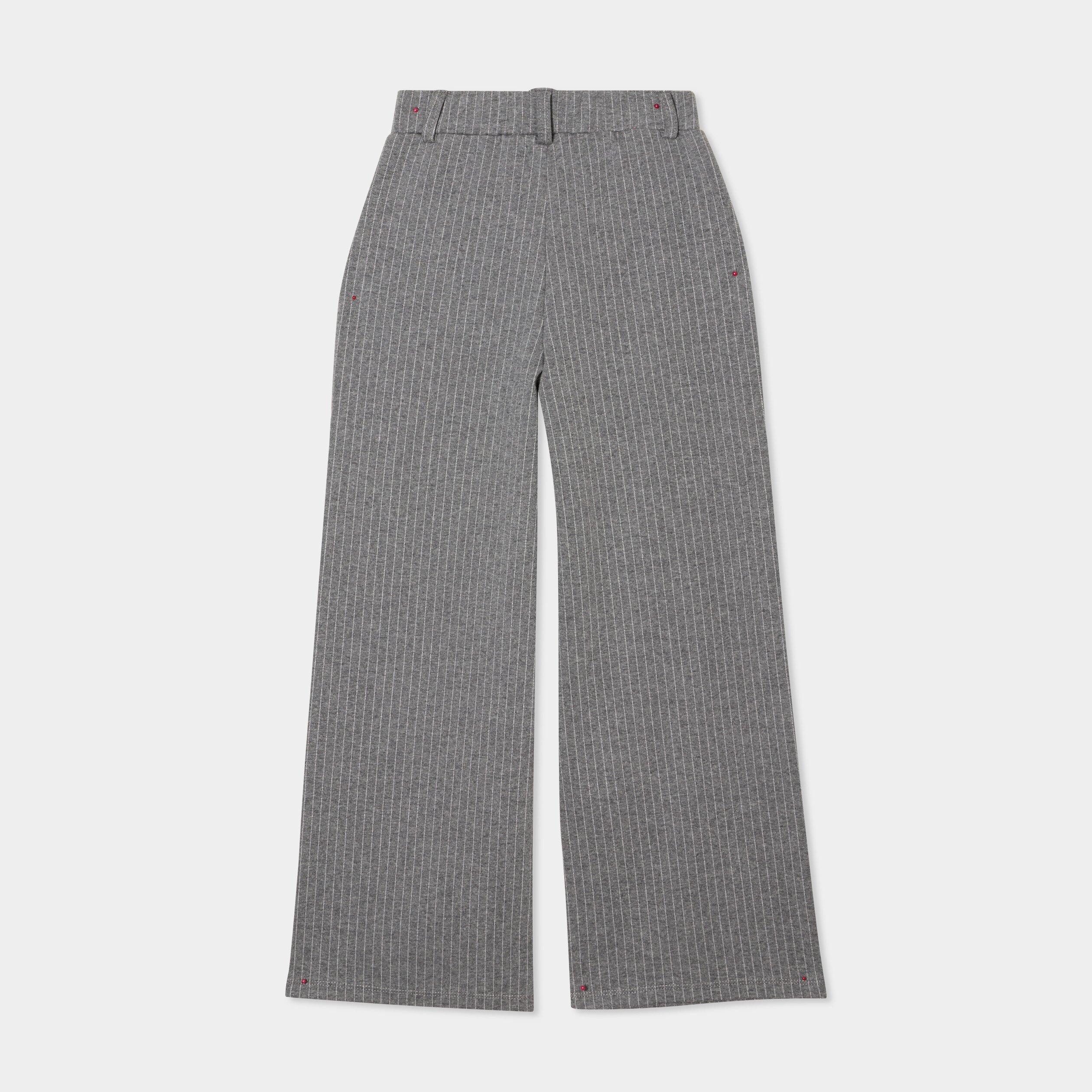 pantalon large taille elastiquee gris fille Pantalon large taille élastiquée gris fille