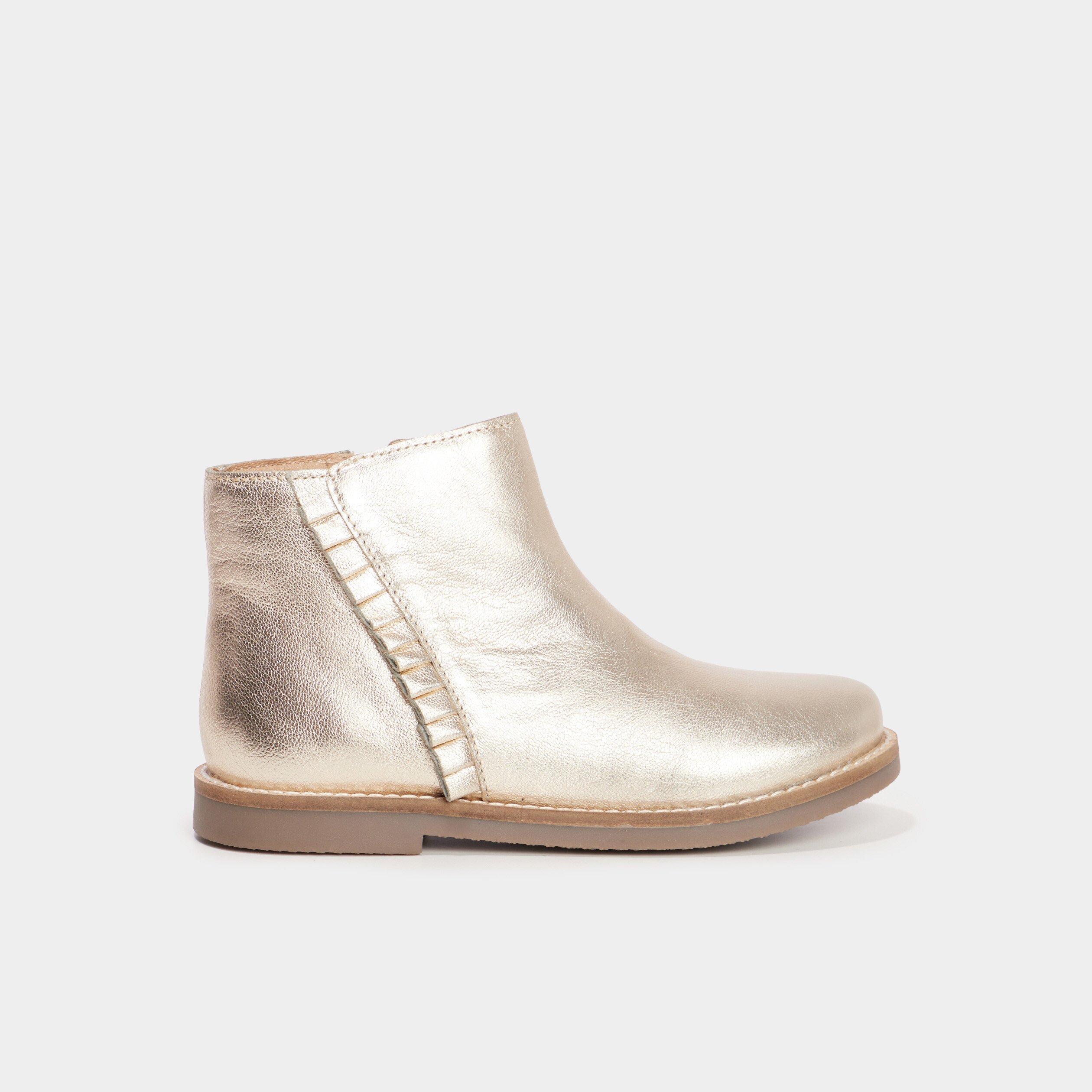 bottines metallisees en cuir a franges jaune or fille Bottines métallisées en cuir à franges jaune or fille