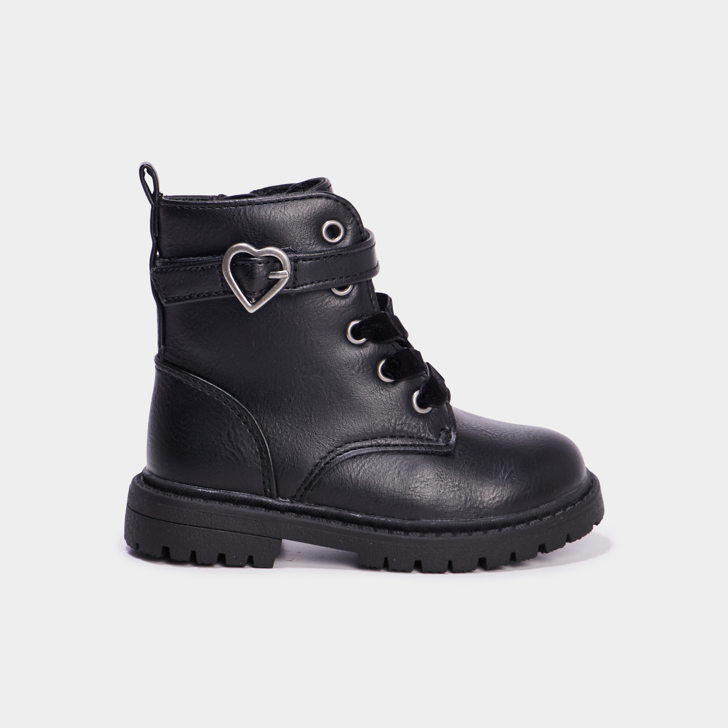 Boots crant&eacute;es avec boucles coeur noir b&eacute;b&eacute; fille