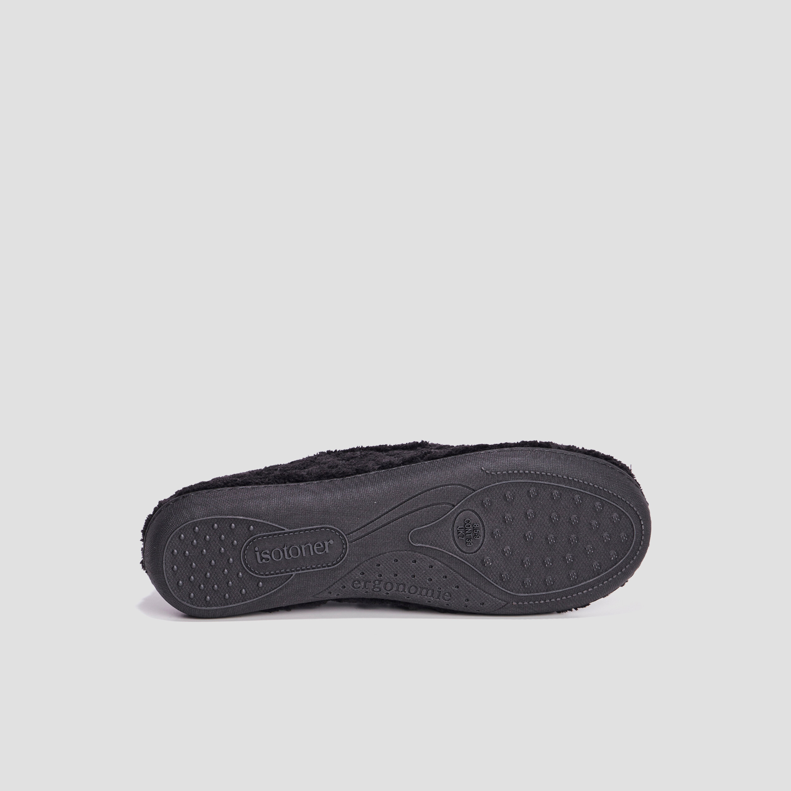 Pantoufles anti-d&eacute;rapantes fourr&eacute;es noir femme