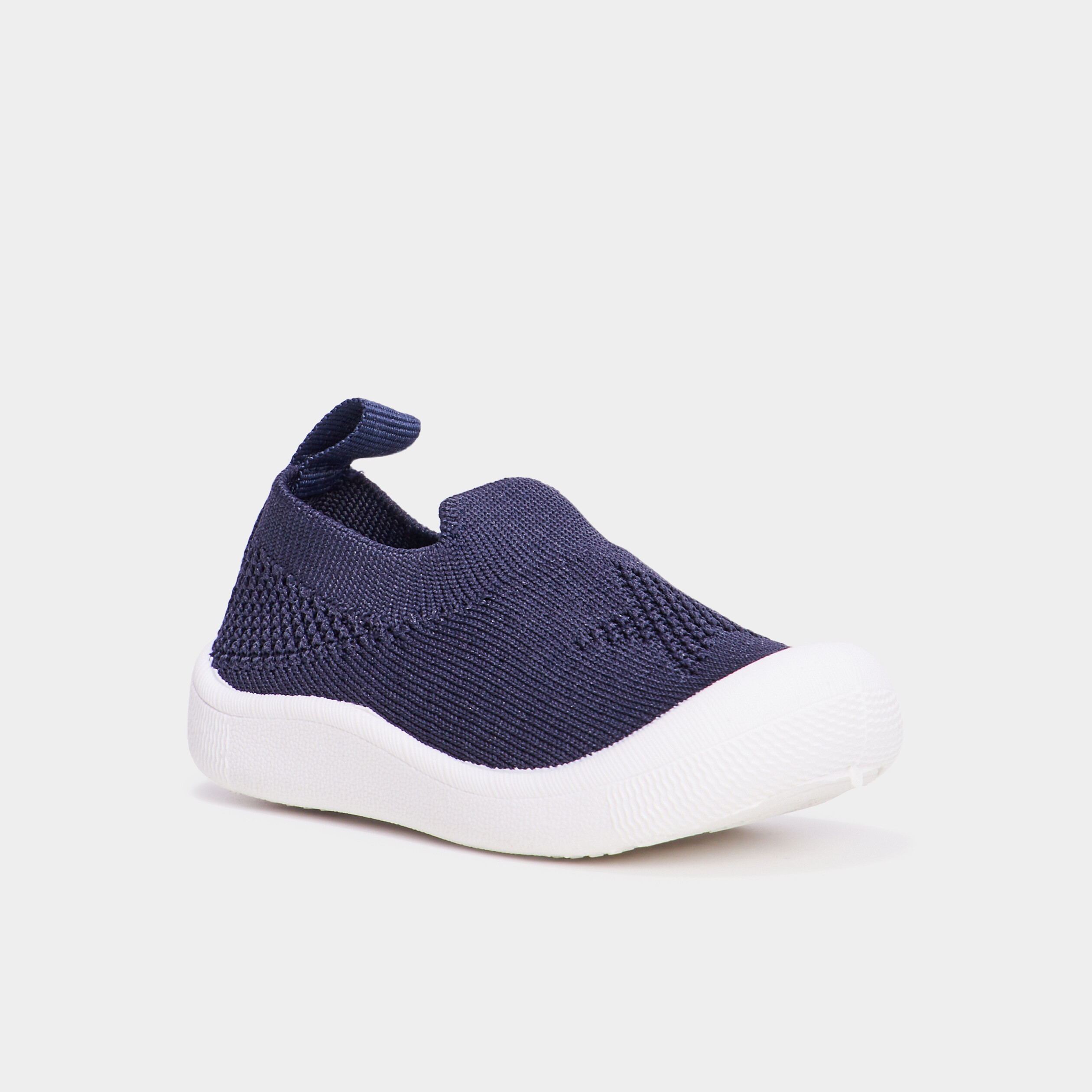 chaussons aspect tricot semelle souple bleu marine bebeg Chaussons aspect tricot semelle souple bleu marine bébé garçon