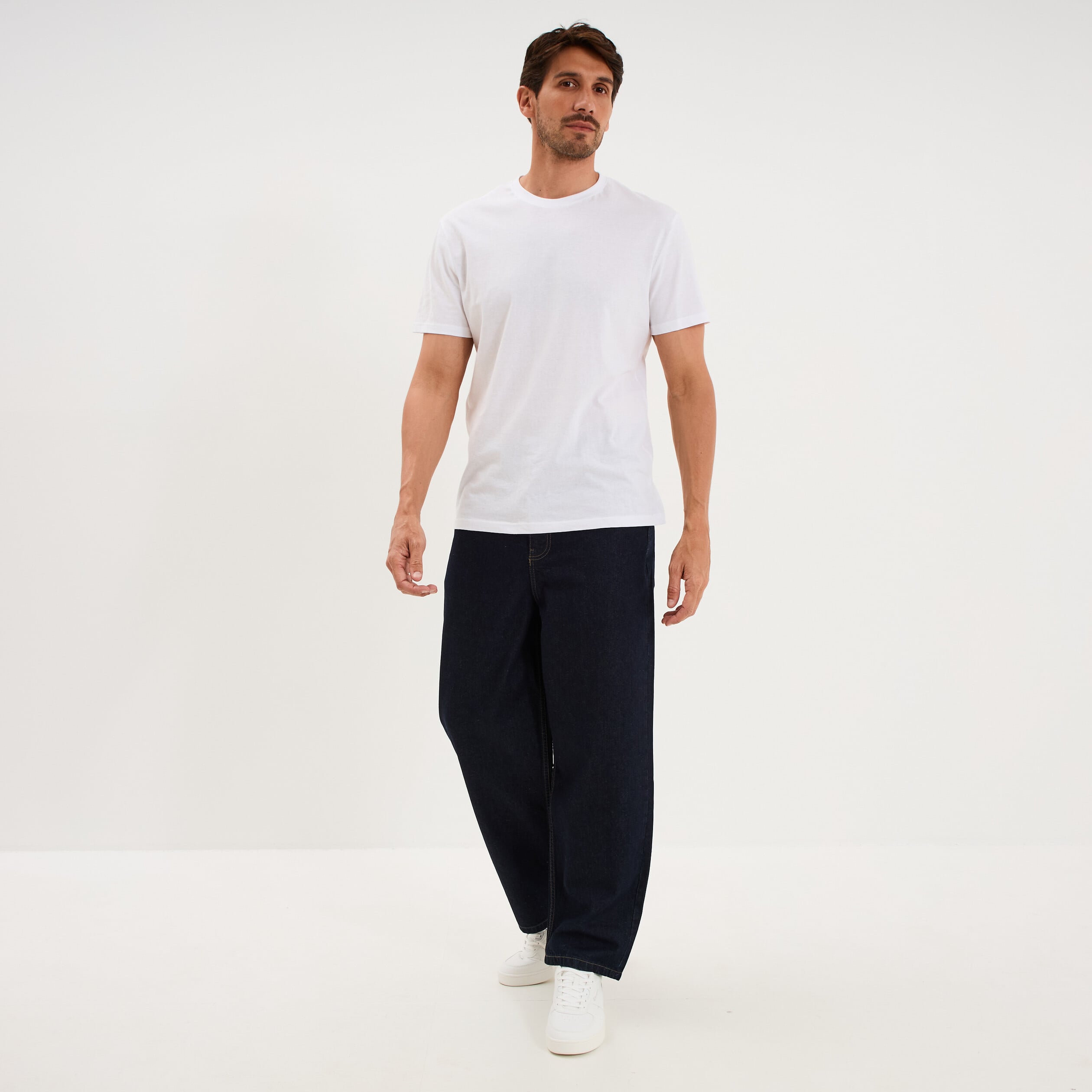Jeans baggy 5 poches coton denim brut homme