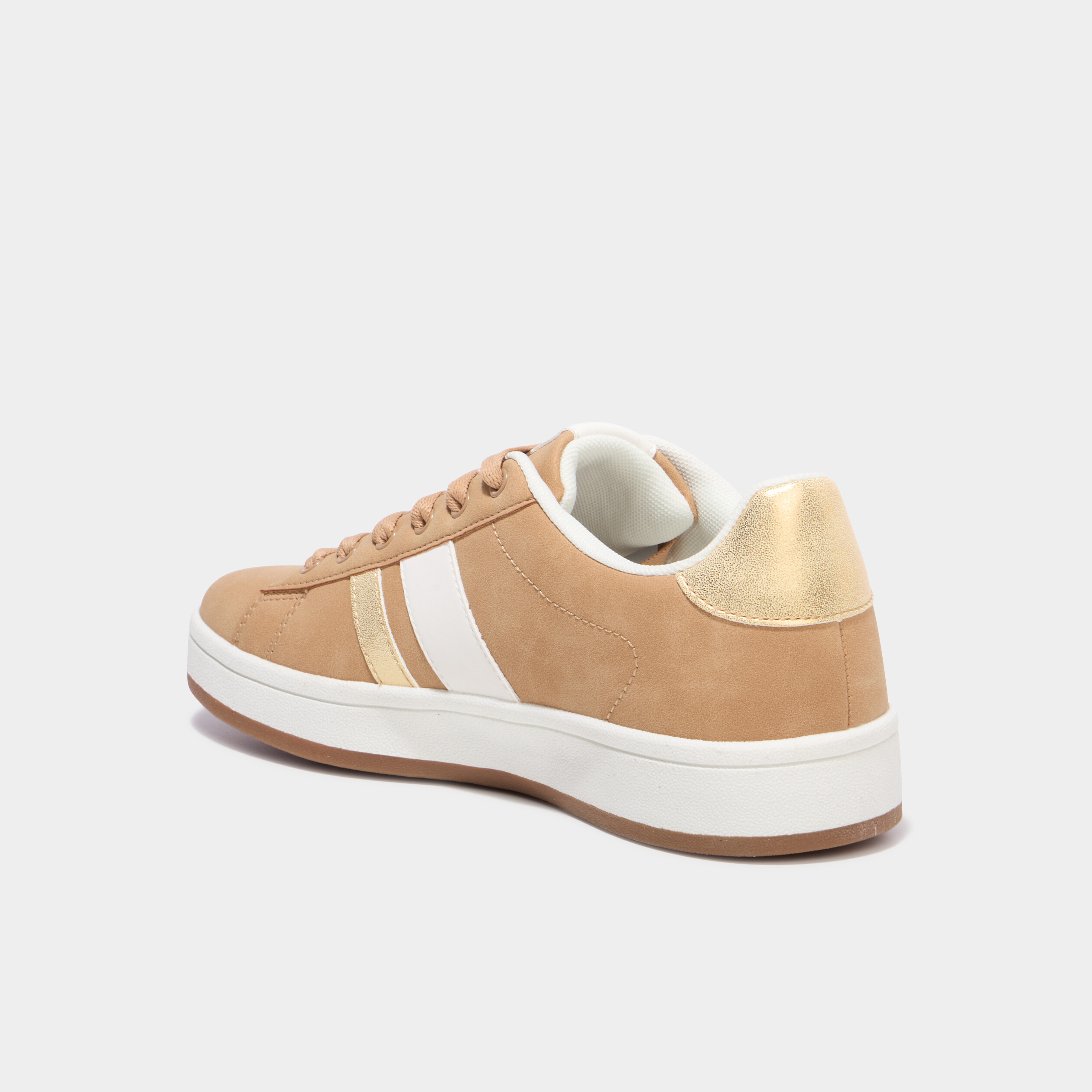 Tennis basses avec lacets sable femme