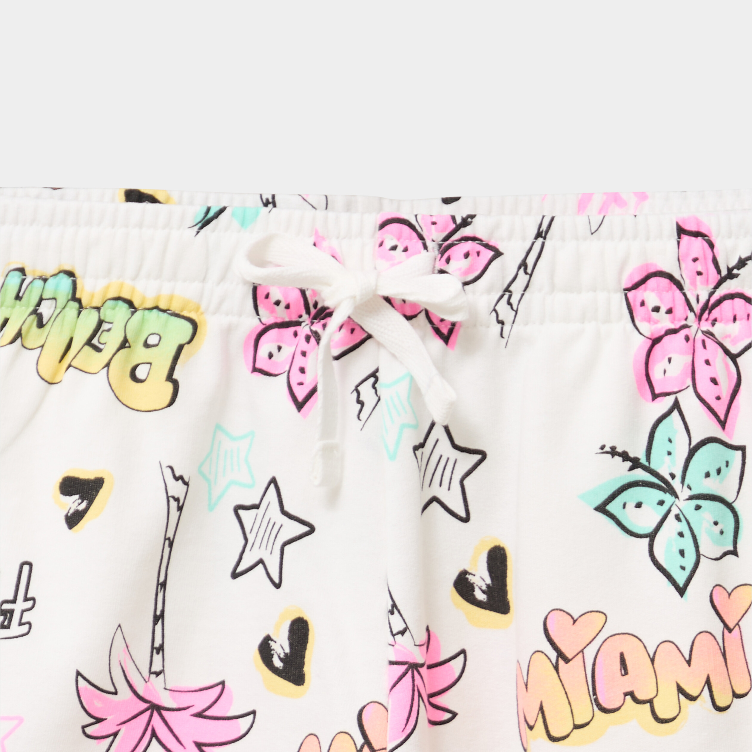 Short molletonn&eacute; &agrave; taille &eacute;lastiqu&eacute;e ecru fille