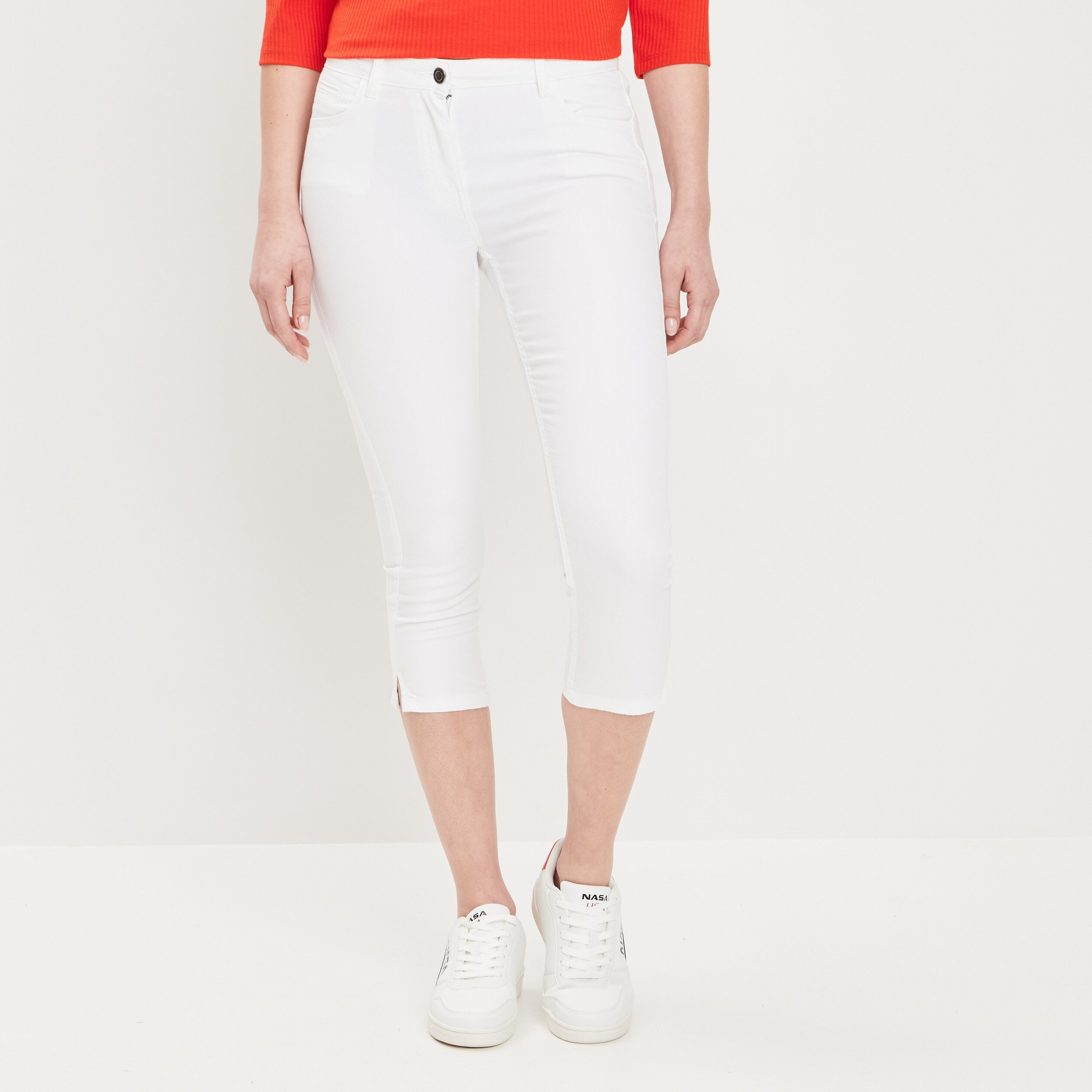 pantacourt slim taille standard blanc femme Pantacourt slim taille standard blanc femme