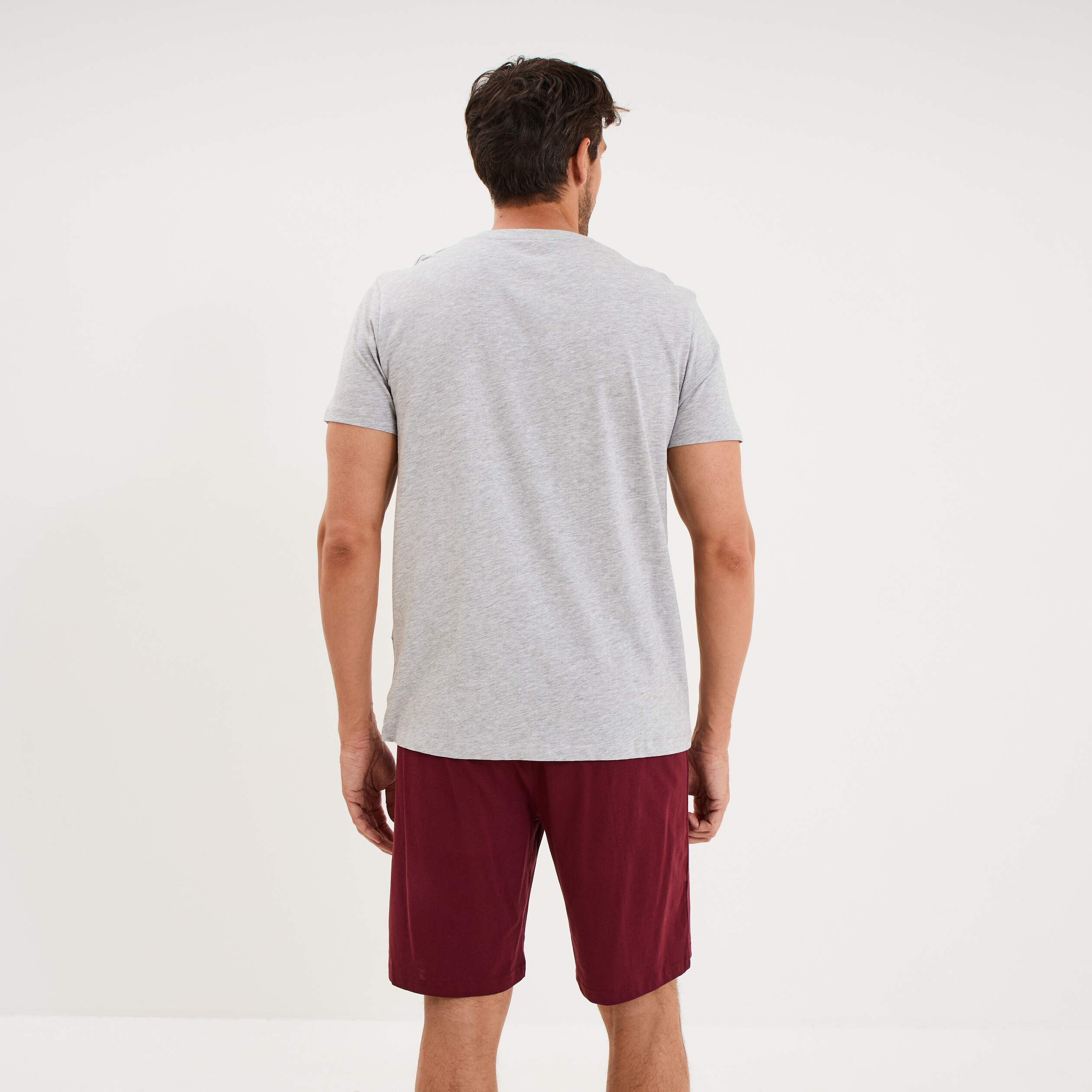 Ensemble pyjama short et t-shirt gris clair homme