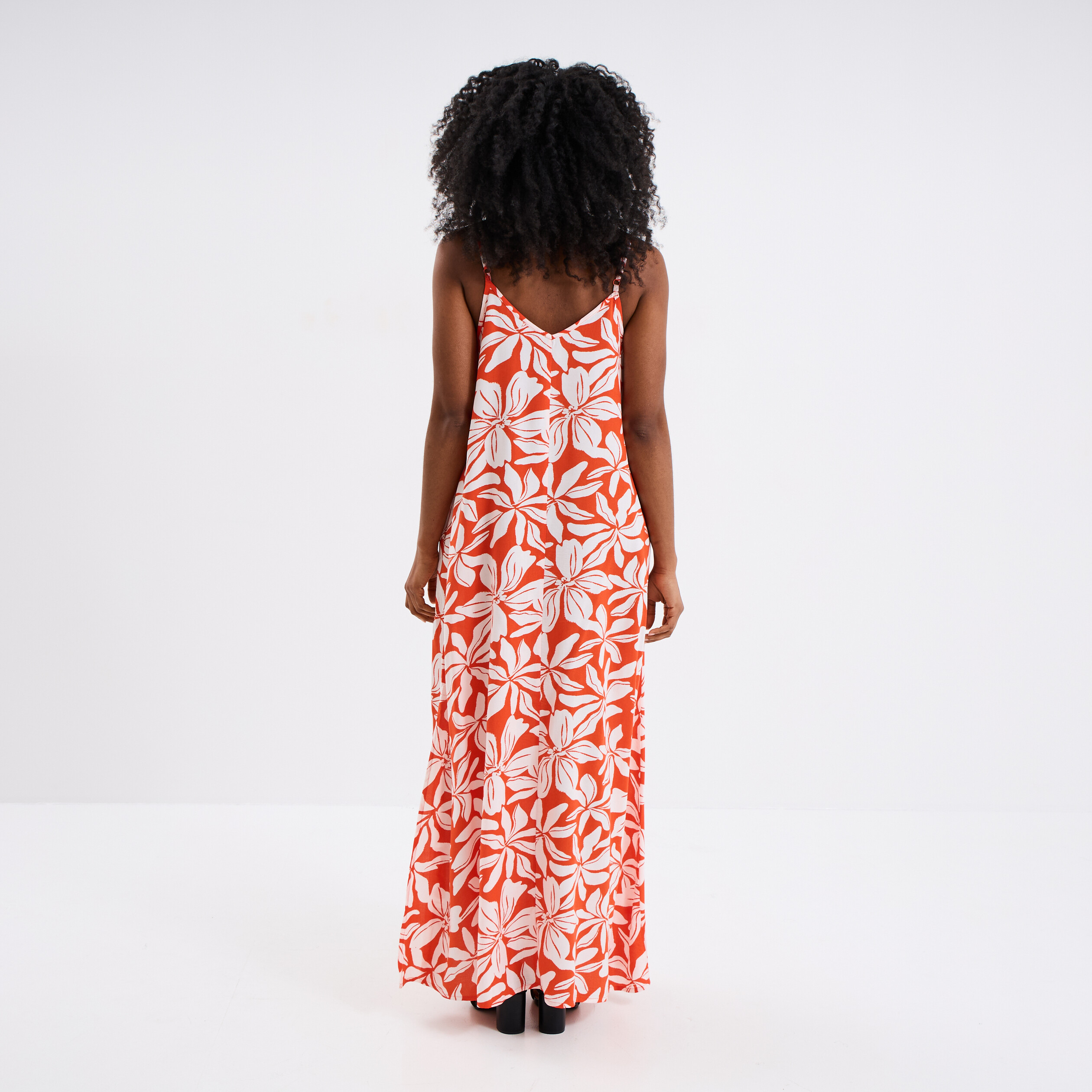 robe avec bretelles longue orange femme Robe avec bretelles longue orange femme