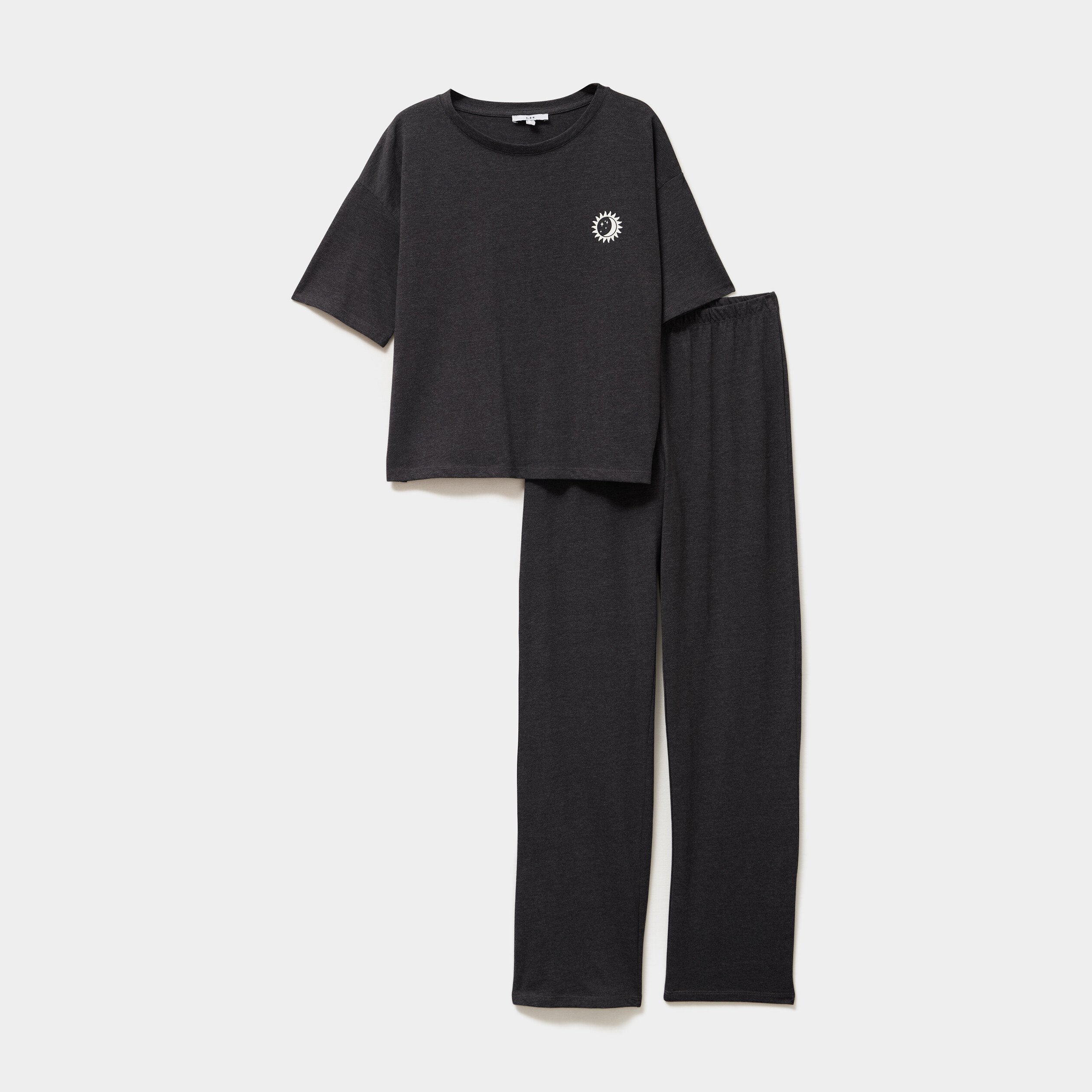 ensemble pyjama pantalon et t shirt gris fonce femme Ensemble pyjama pantalon et t-shirt gris foncé femme