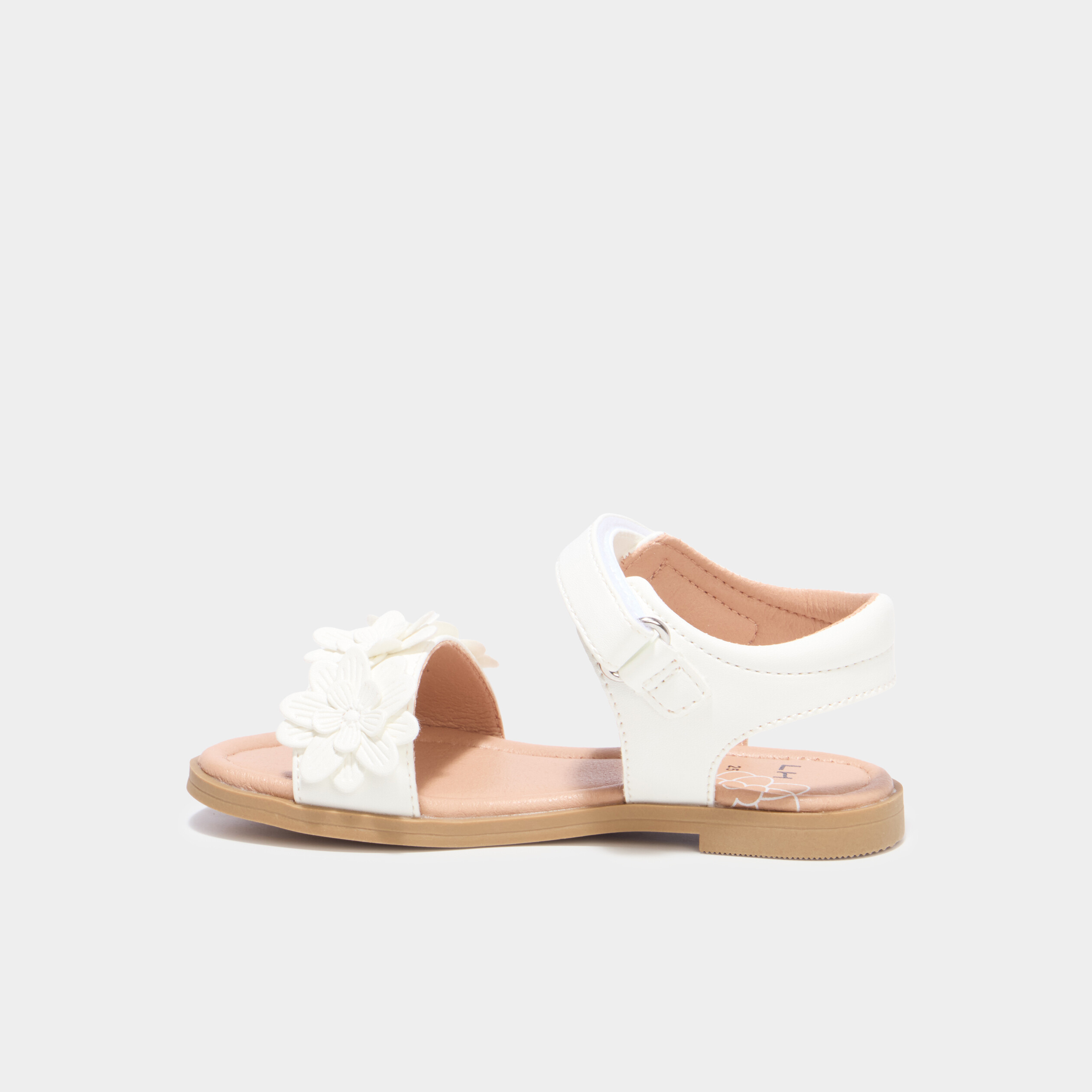 Sandales c&eacute;r&eacute;monie avec bride &agrave; scratch blanc fille