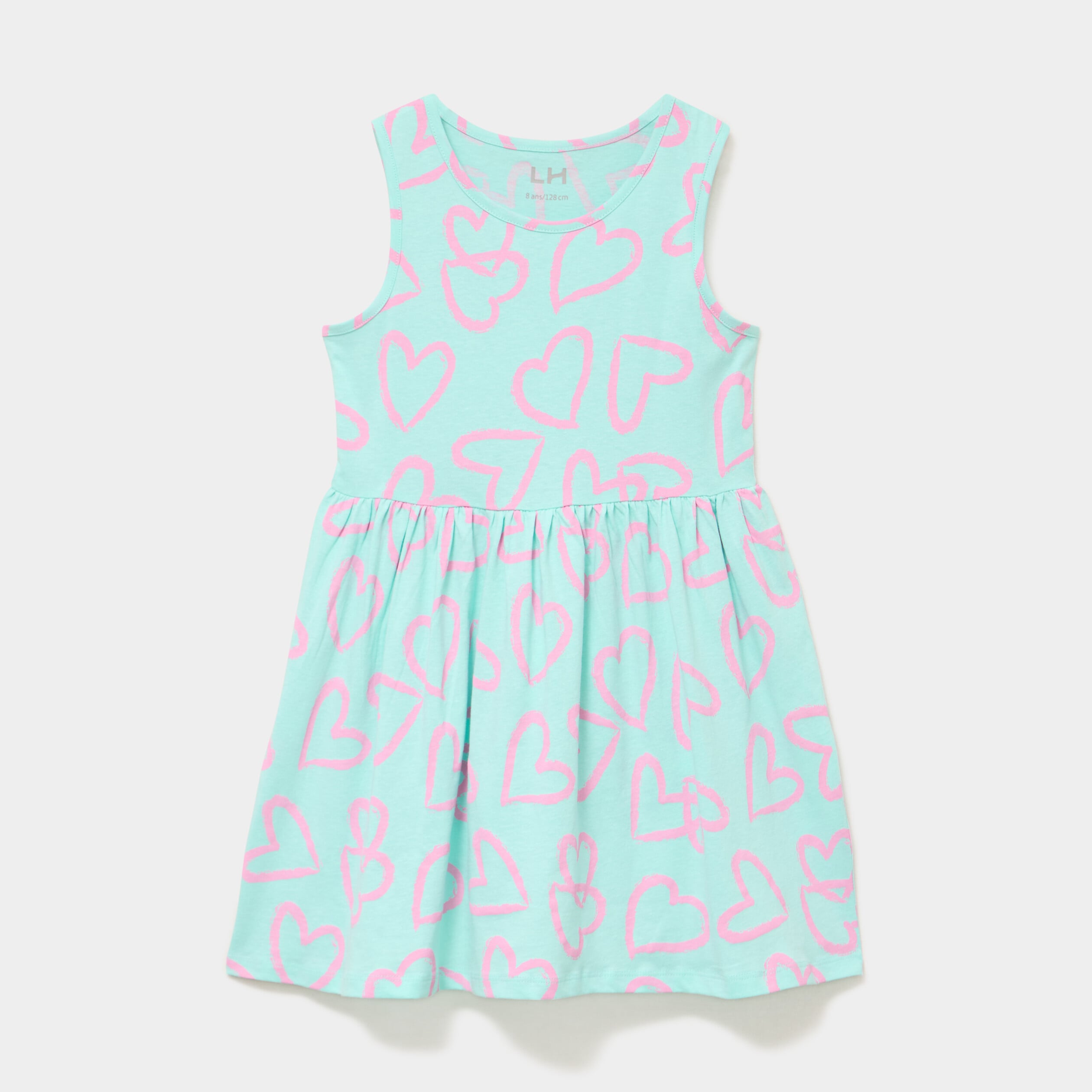 Robe patineuse sans manches coton bleu turquoise fille