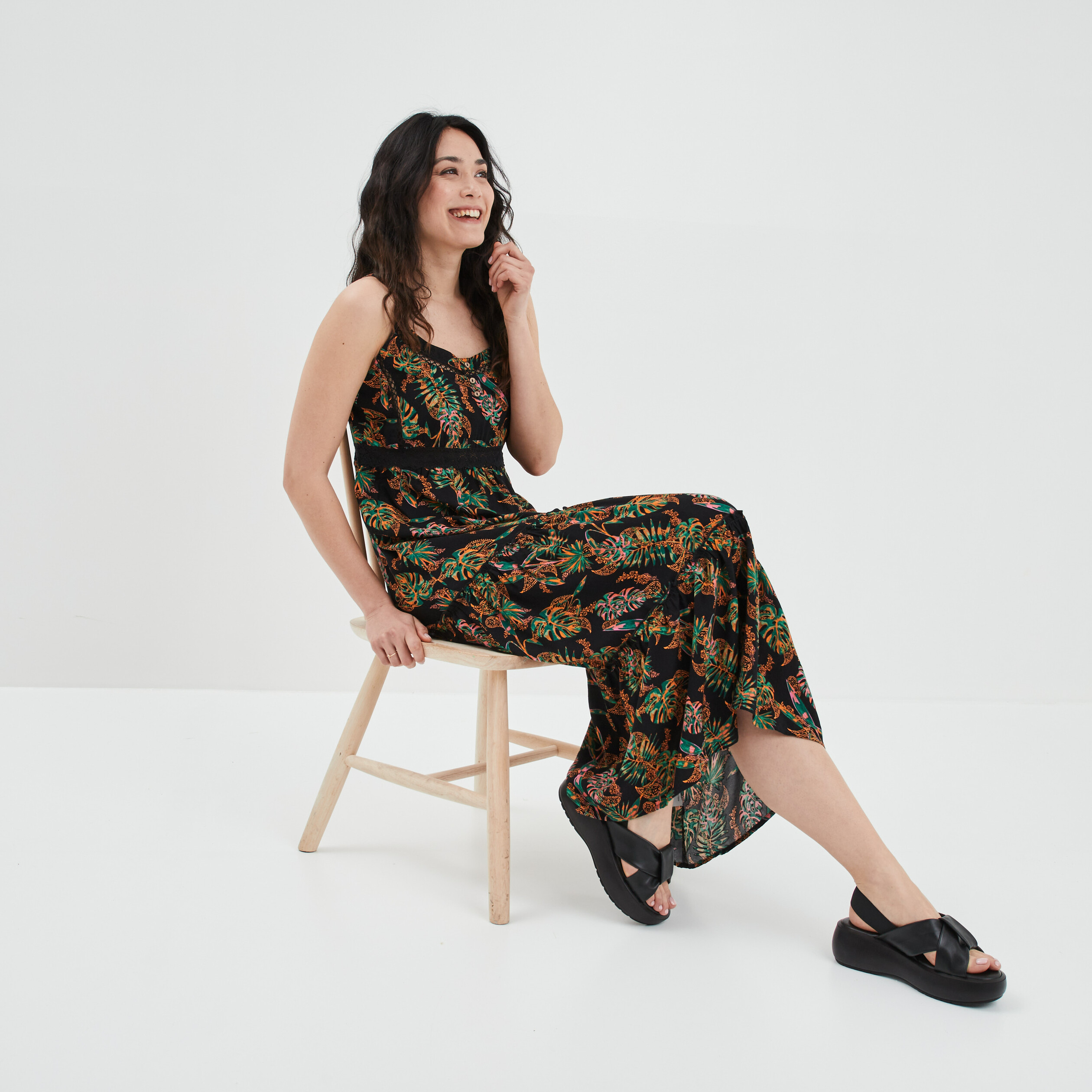 Robe longue droite fluide sales