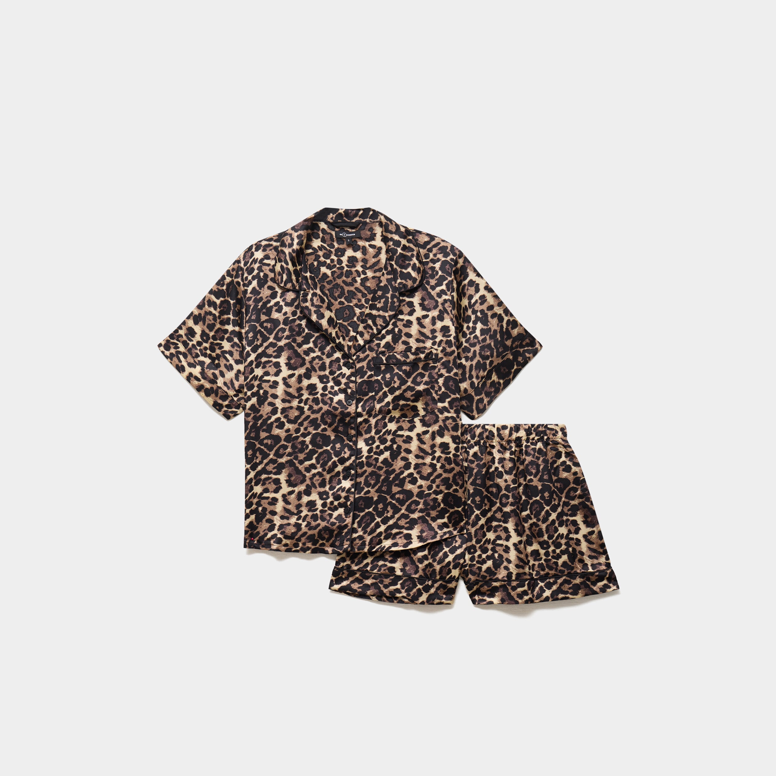 Ensemble pyjama short soyeux 2 pi&egrave;ces marron femme
