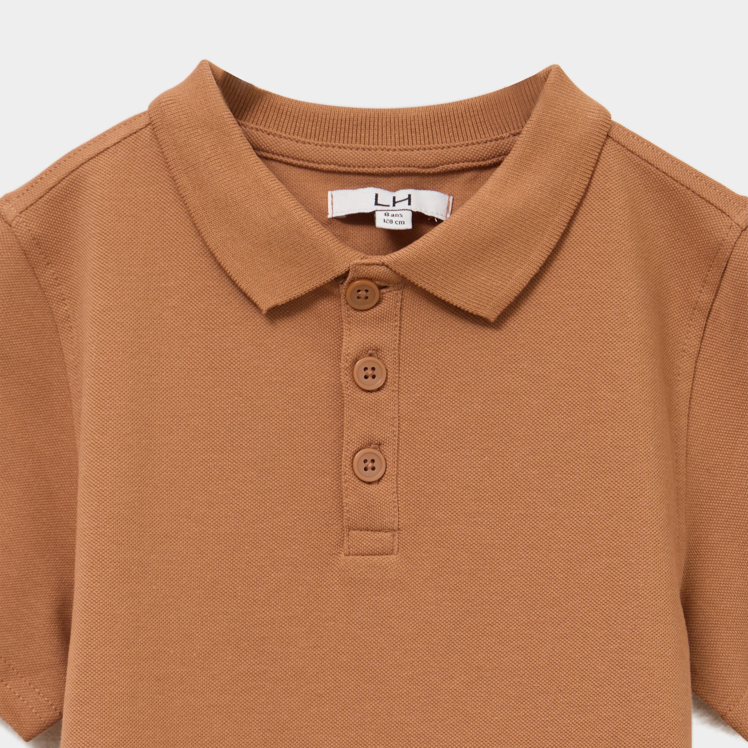 polo manches courtes a detail brode camel garcon Polo manches courtes à détail brodé camel garçon