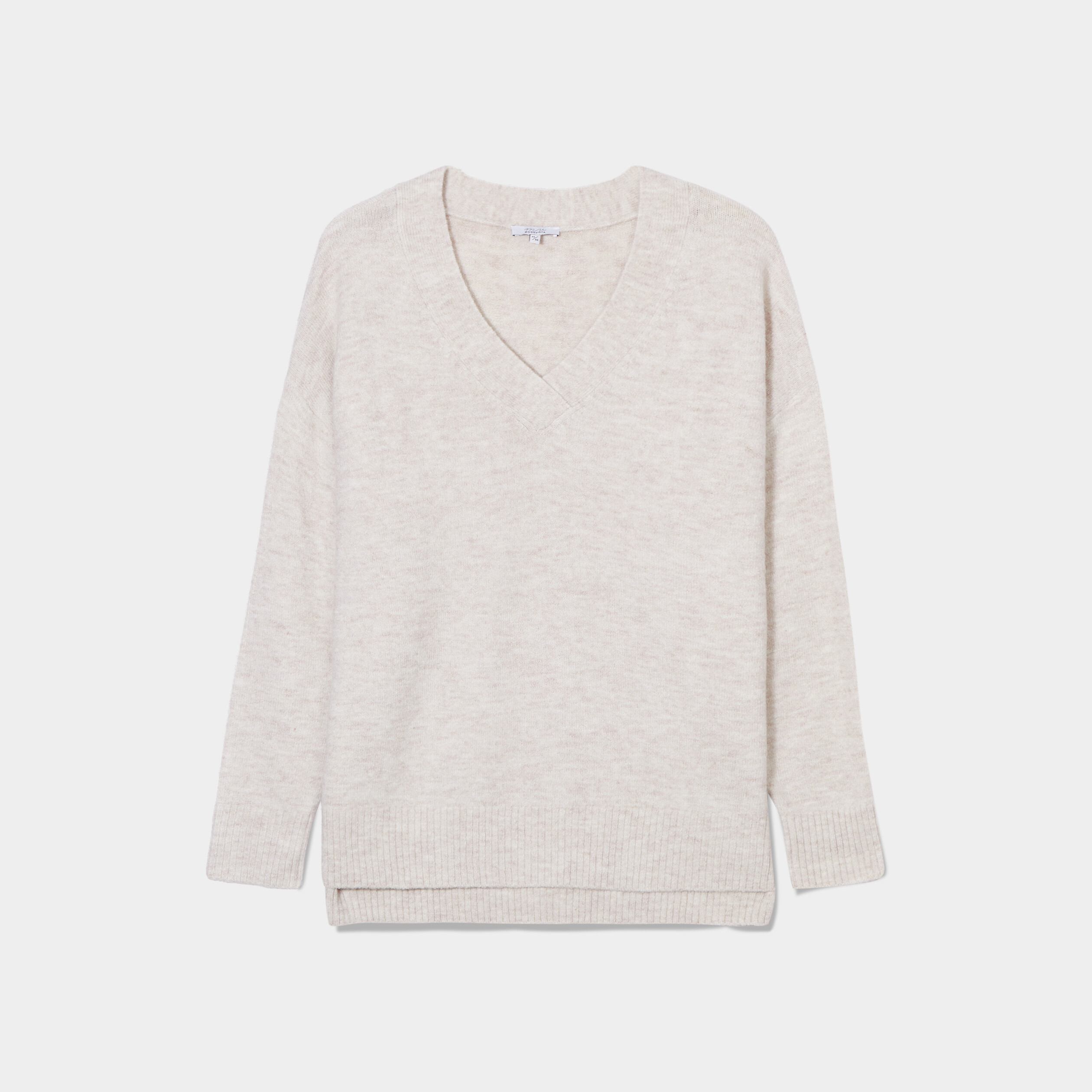 pull col en v manches longues ecru femmegt Pull col en V manches longues ecru femme grande taille