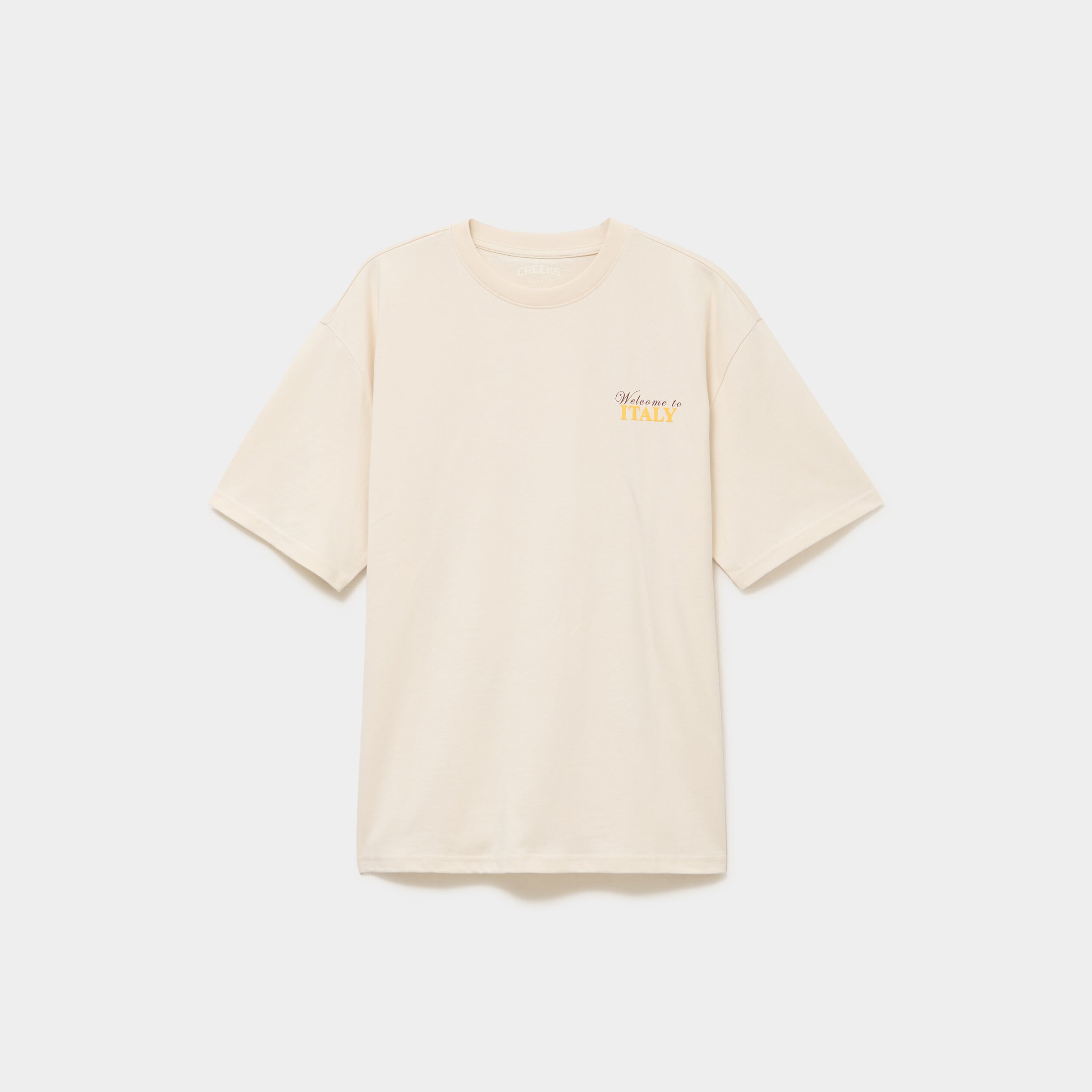 T-shirt col rond relax coton &eacute;pais ecru homme