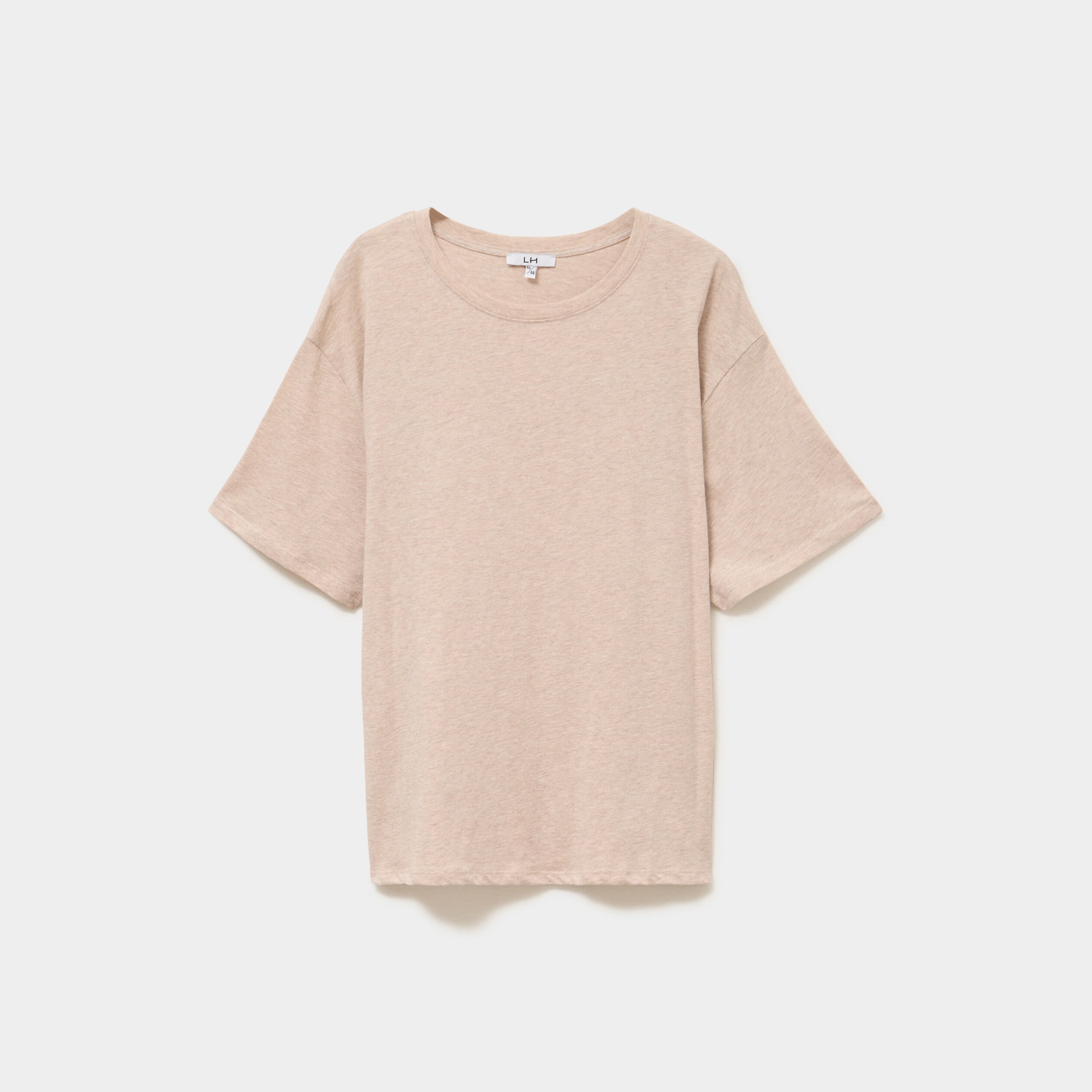 T-shirt col rond manches courtes coton beige femme grande taille