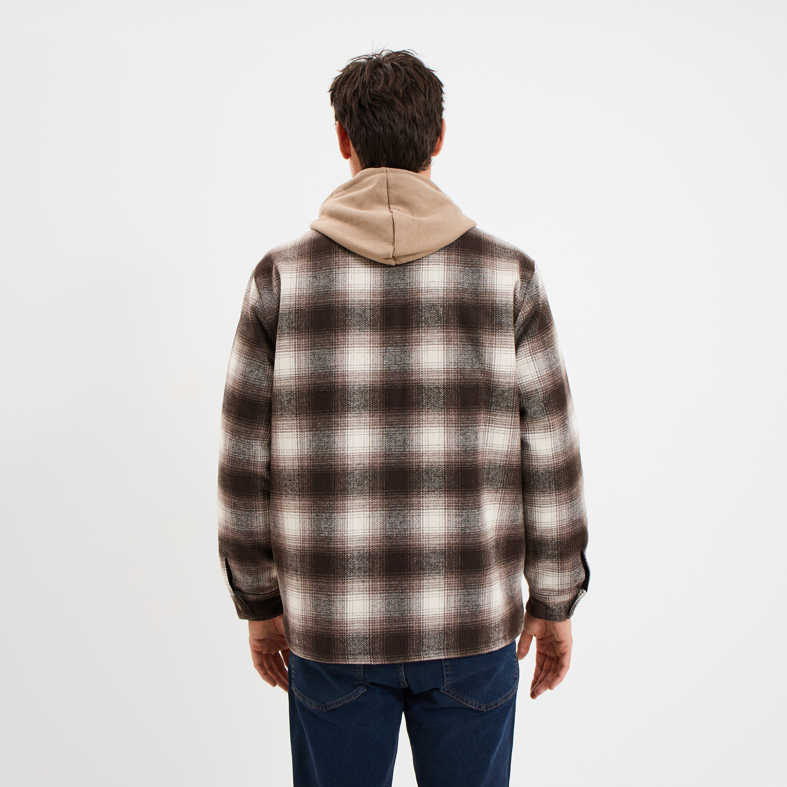 Surchemise 1 poche manches longues taupe homme
