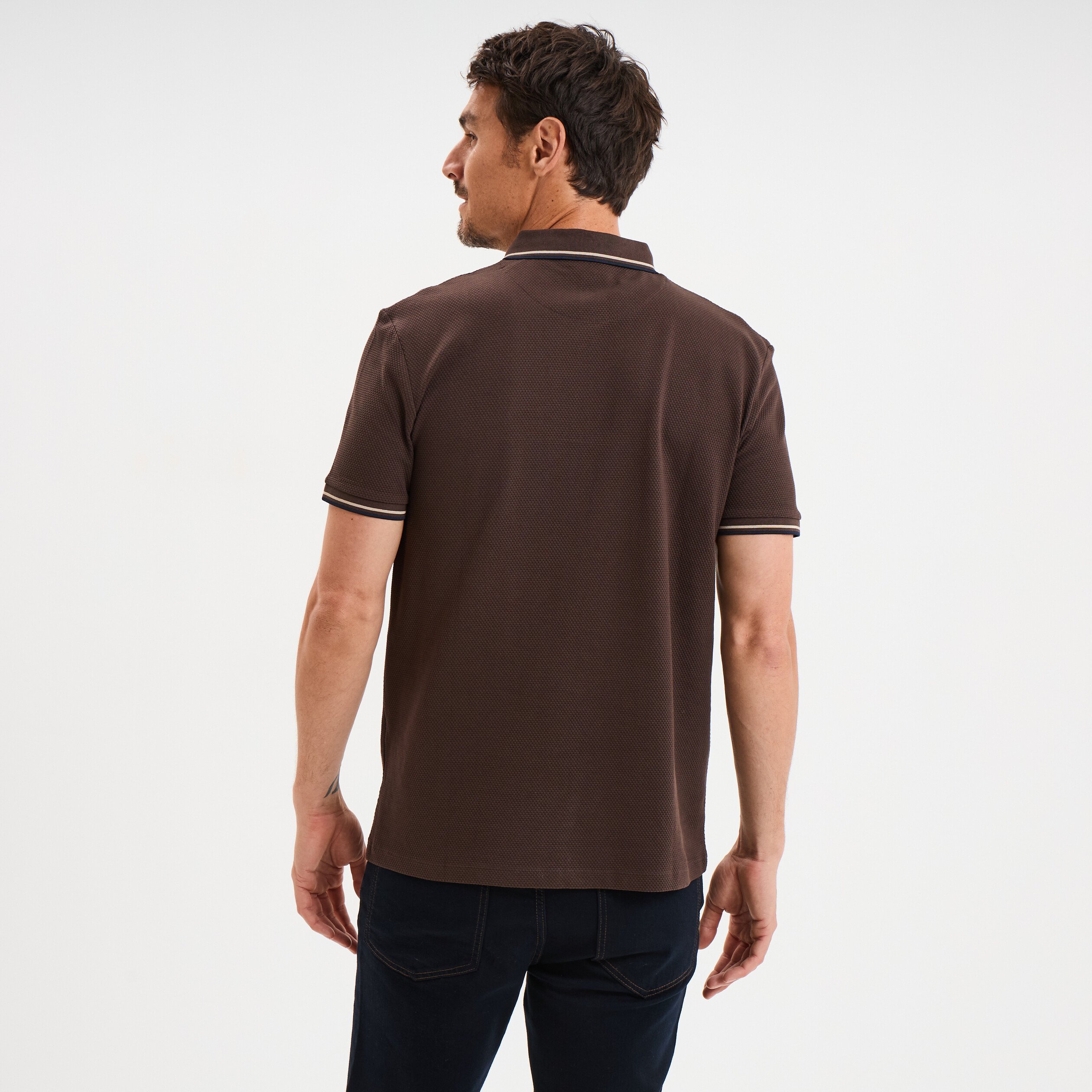 polo manches courtes 1 poche coton marron fonce homme Polo manches courtes 1 poche coton marron foncé homme