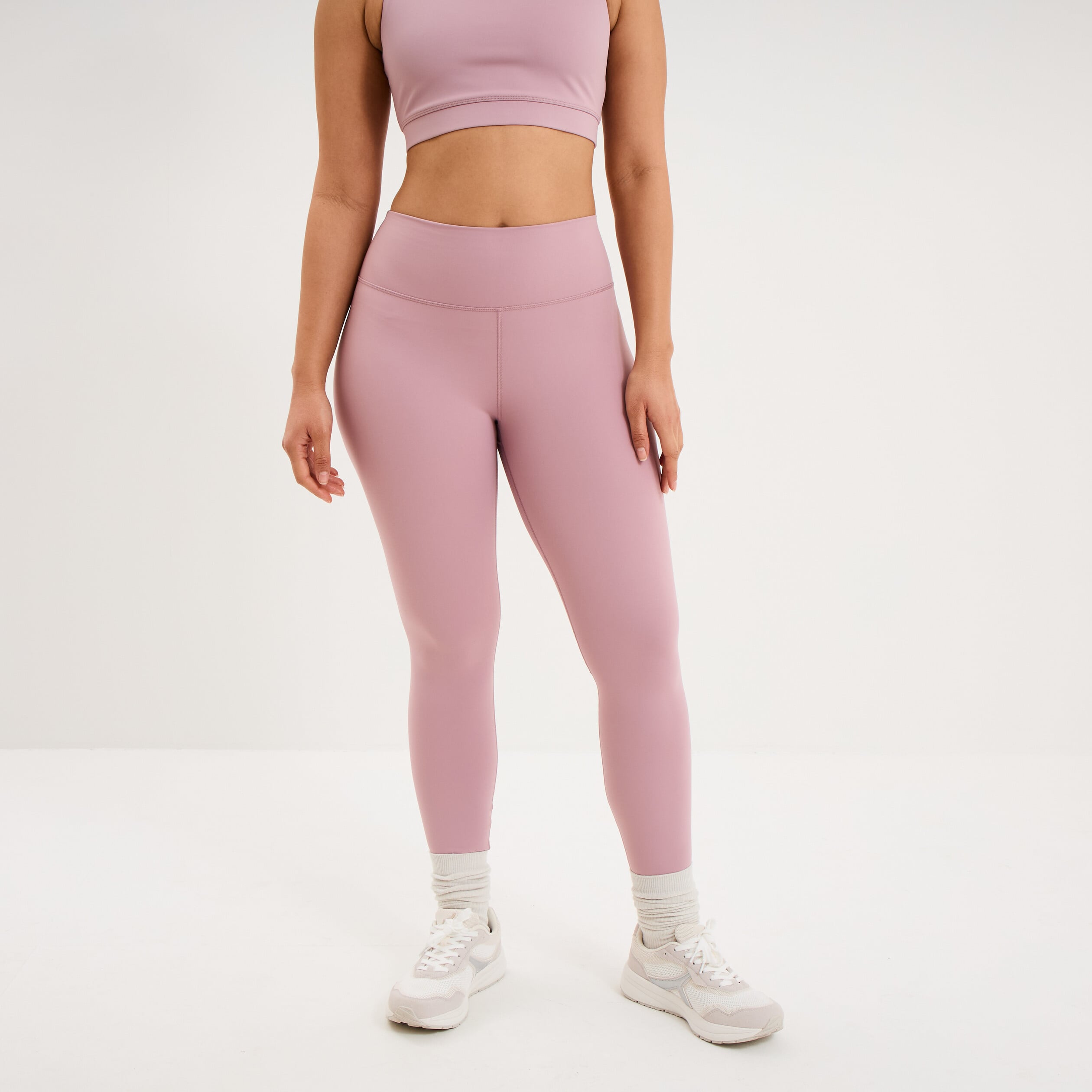 Legging de sport gainant taille haute mauve femme