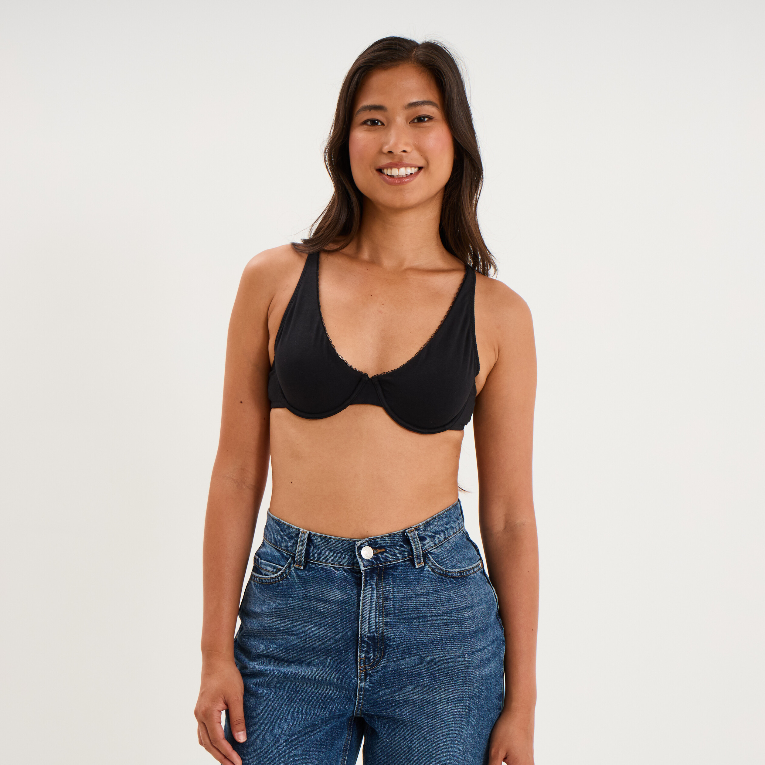 Soutien-gorge foulard coton majoritaire noir femme