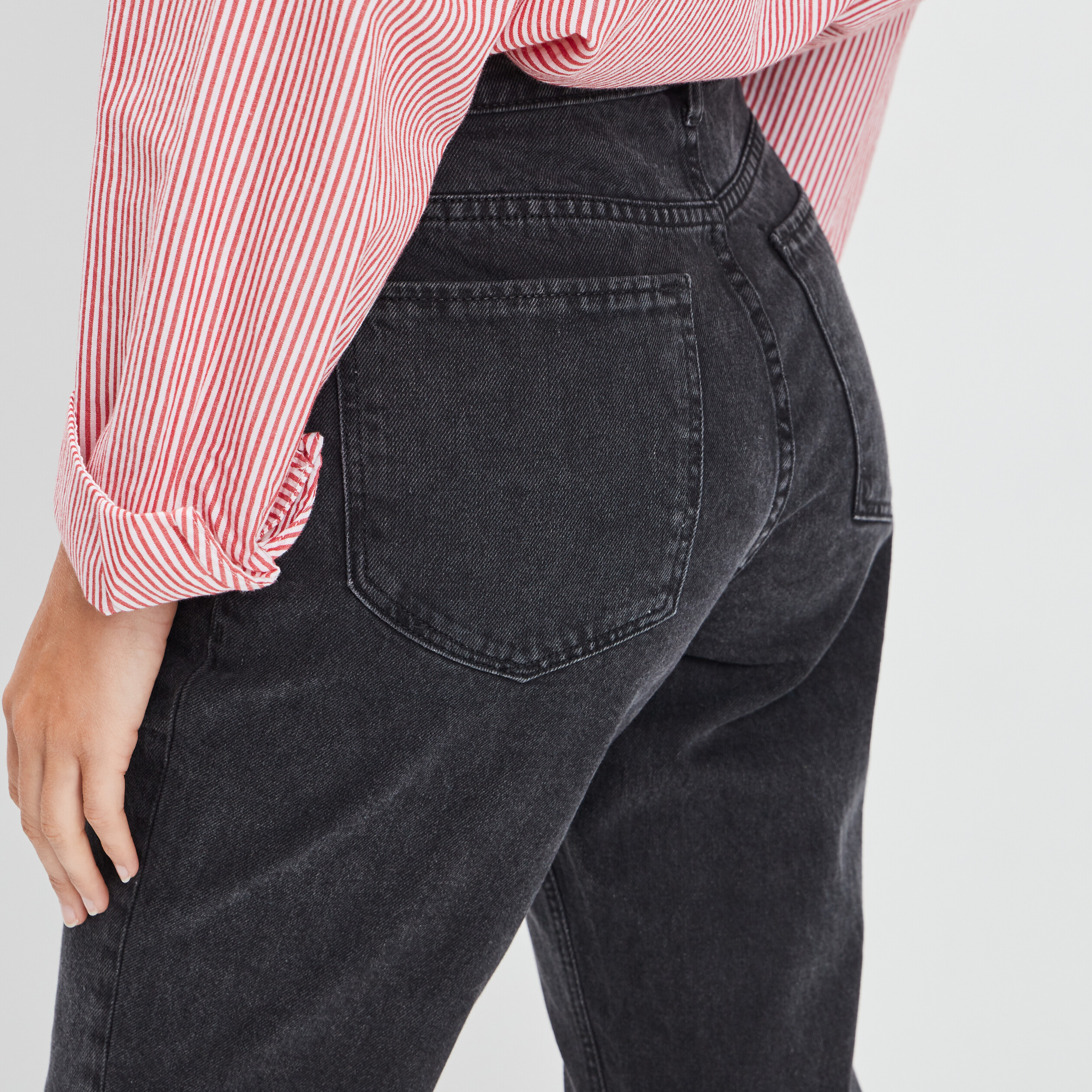jeans mom taille haute noir femme Jeans mom taille haute noir femme