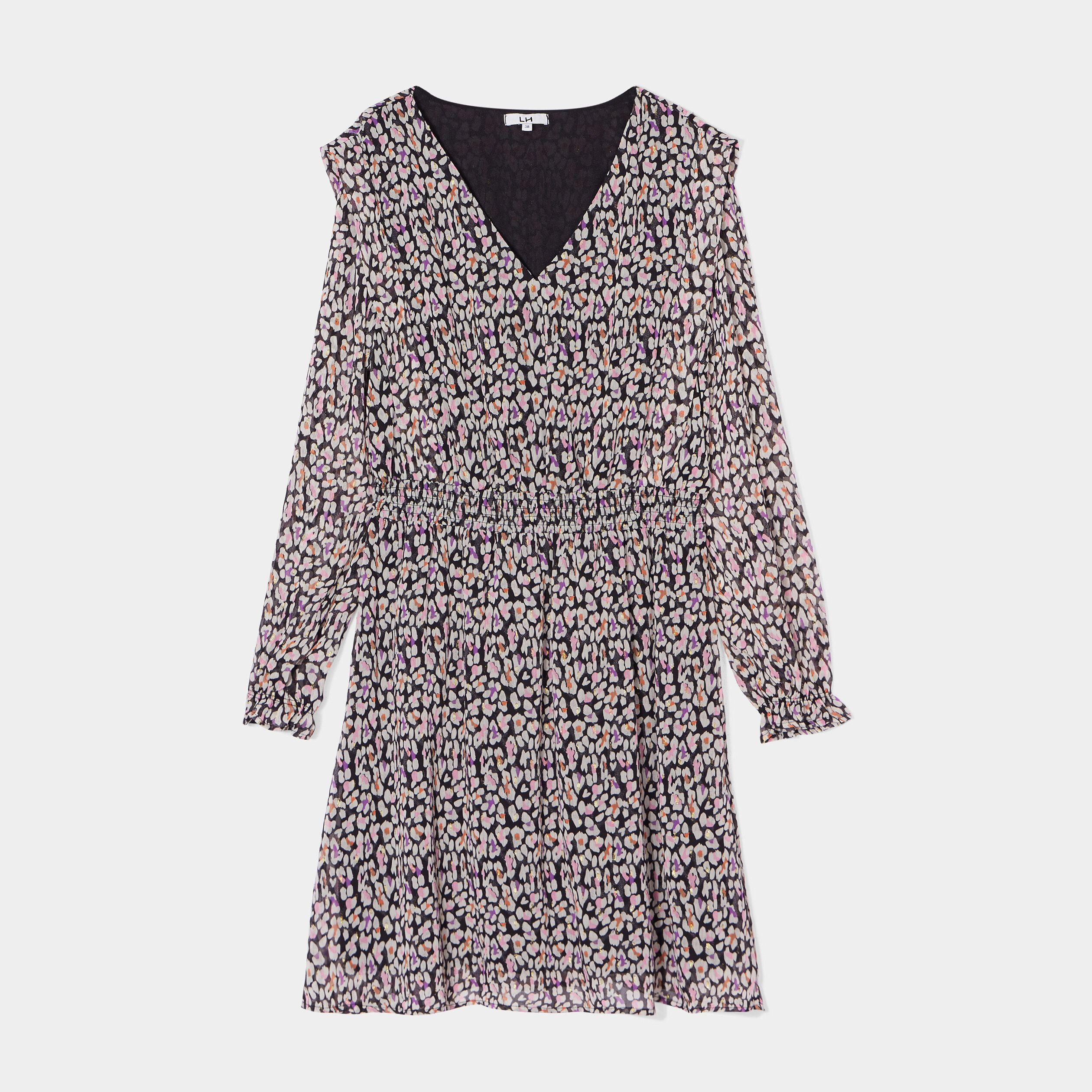 robe evasee taille elastiquee col en v noir femme Robe évasée taille élastiquée col en V noir femme