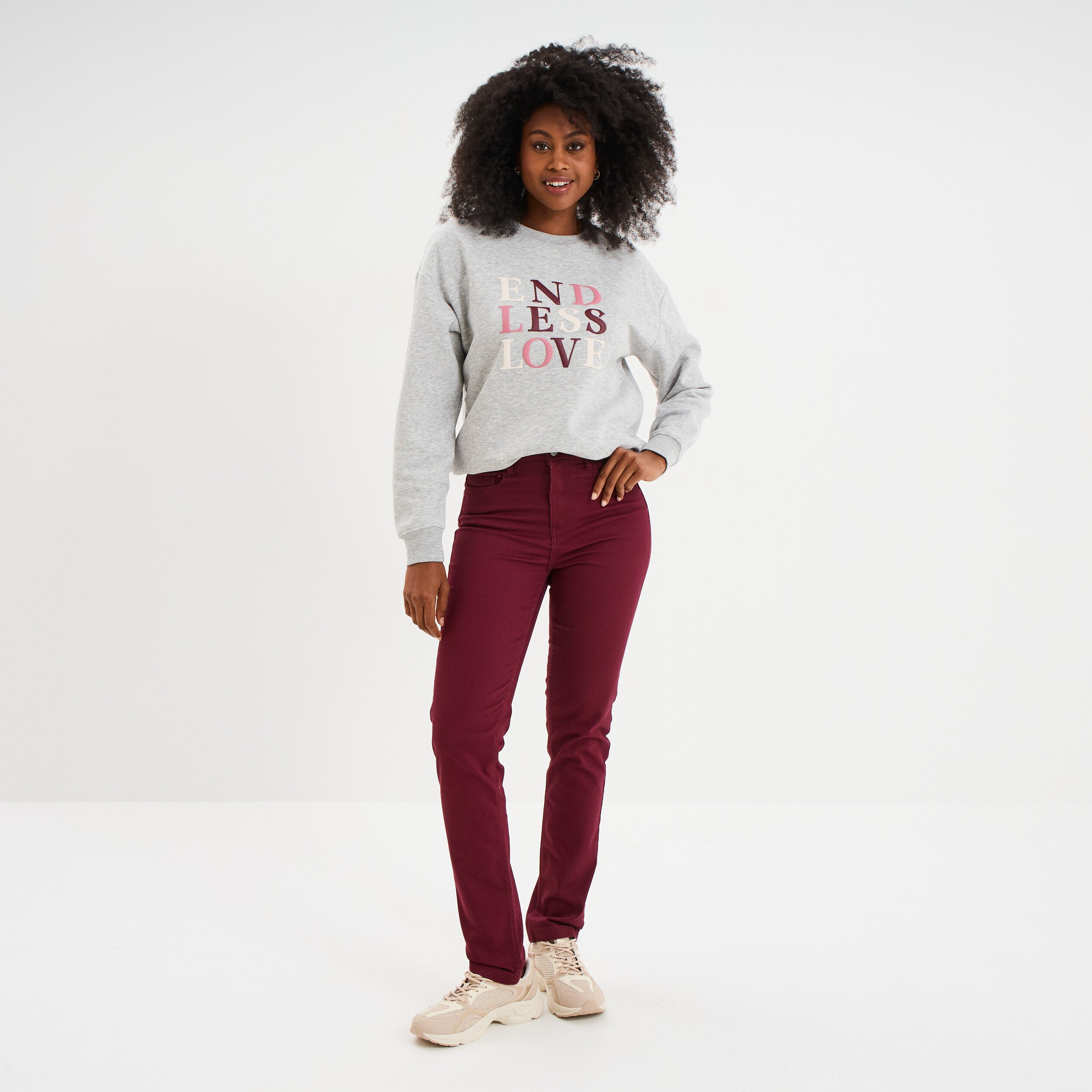 sweat col rond manches longues gris femme Sweat col rond manches longues gris femme