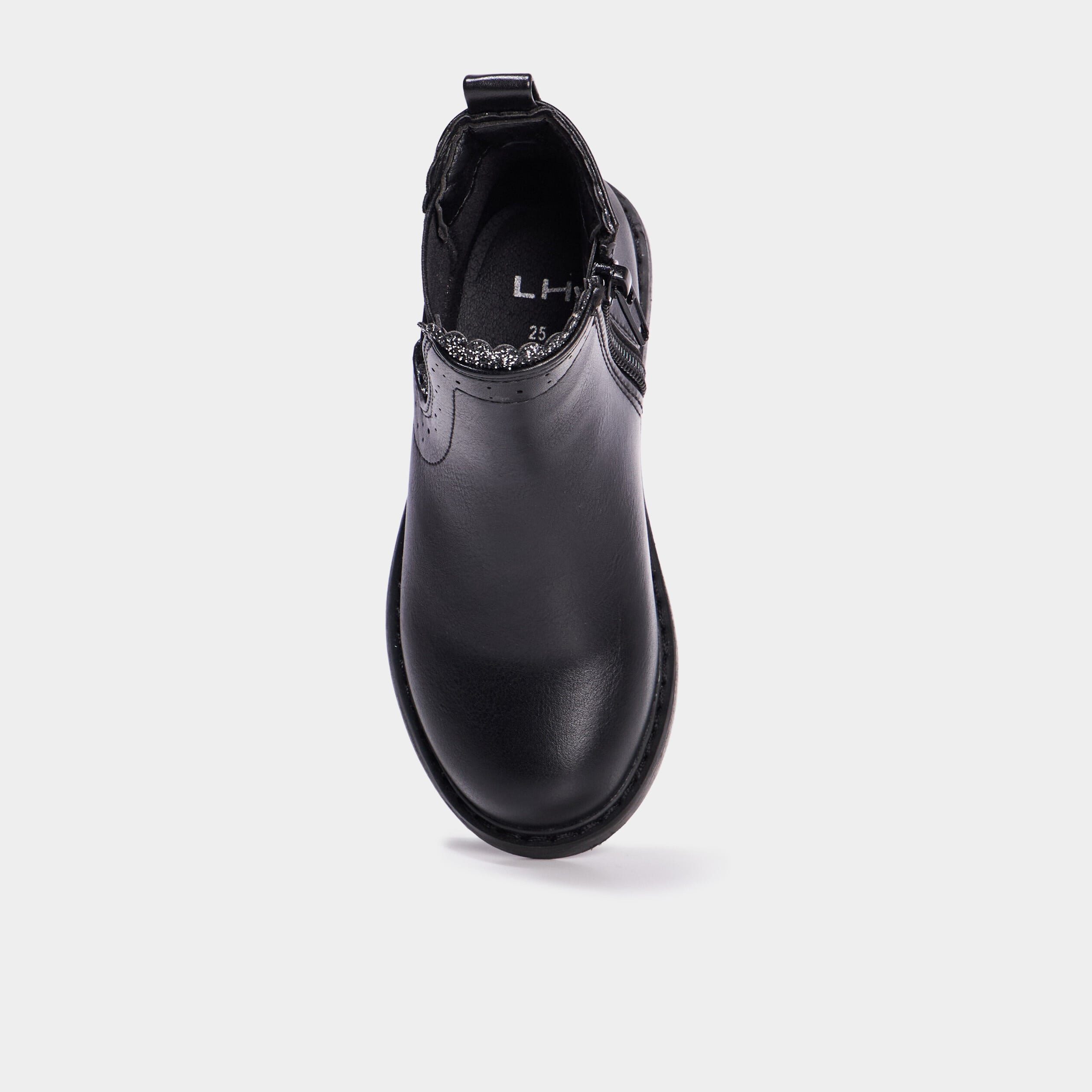 Boots chelsea &agrave; talon plat noir fille