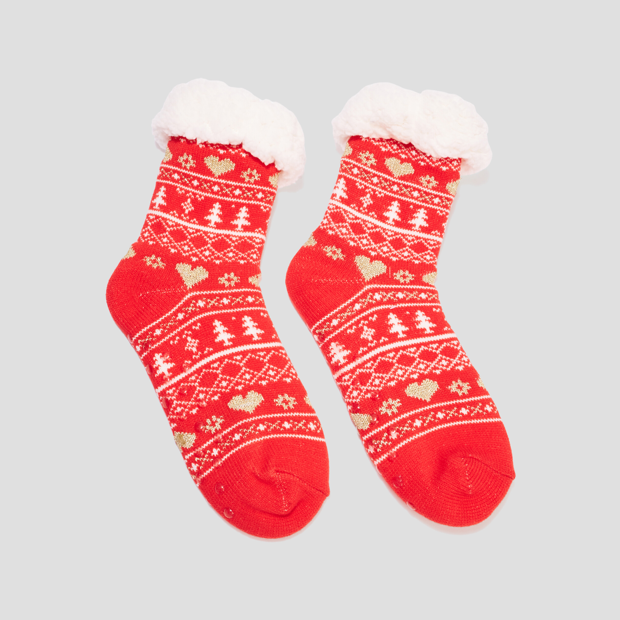 Chaussettes d'intérieur de Noël rouge femme