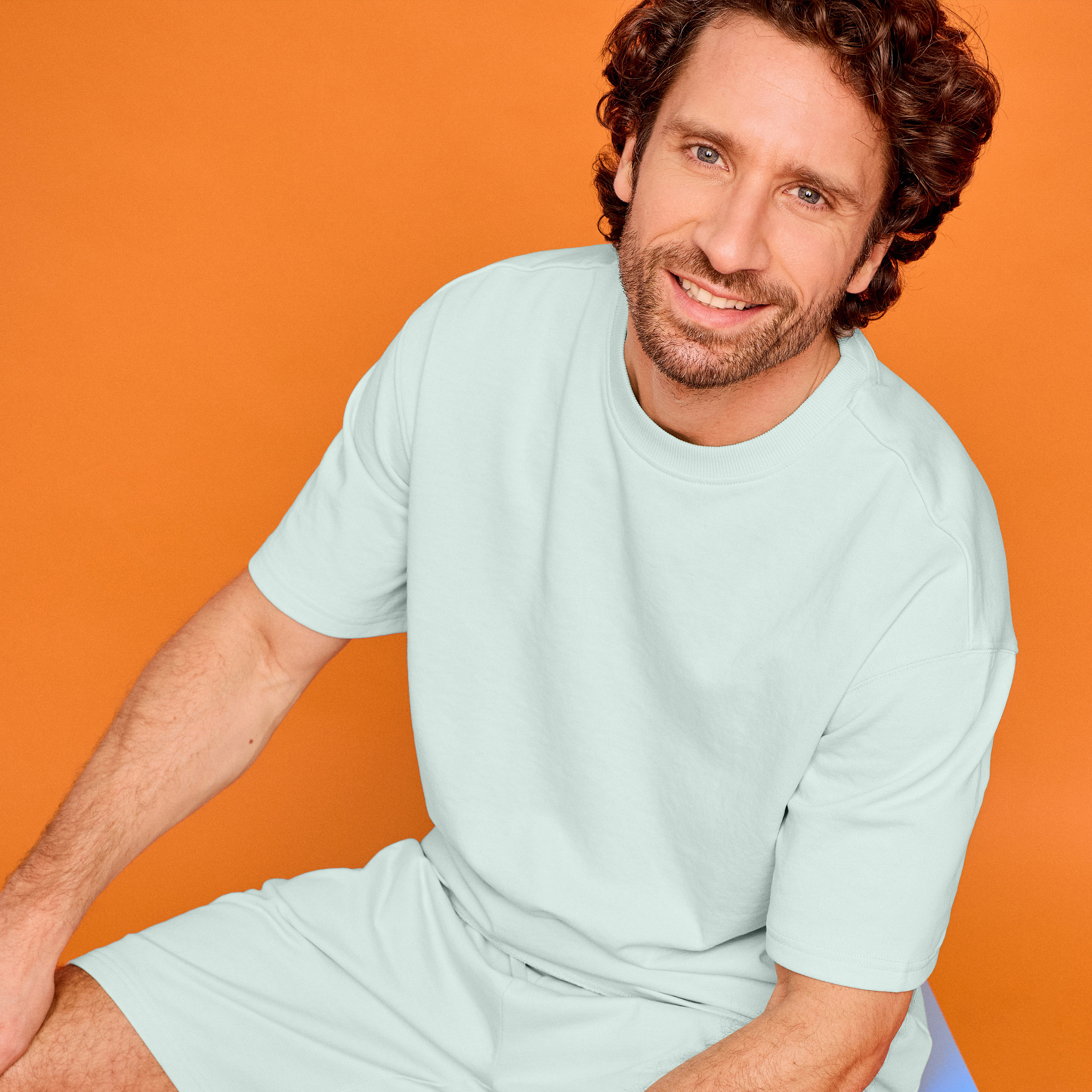 T-shirt col rond droit relax fit vert clair homme
