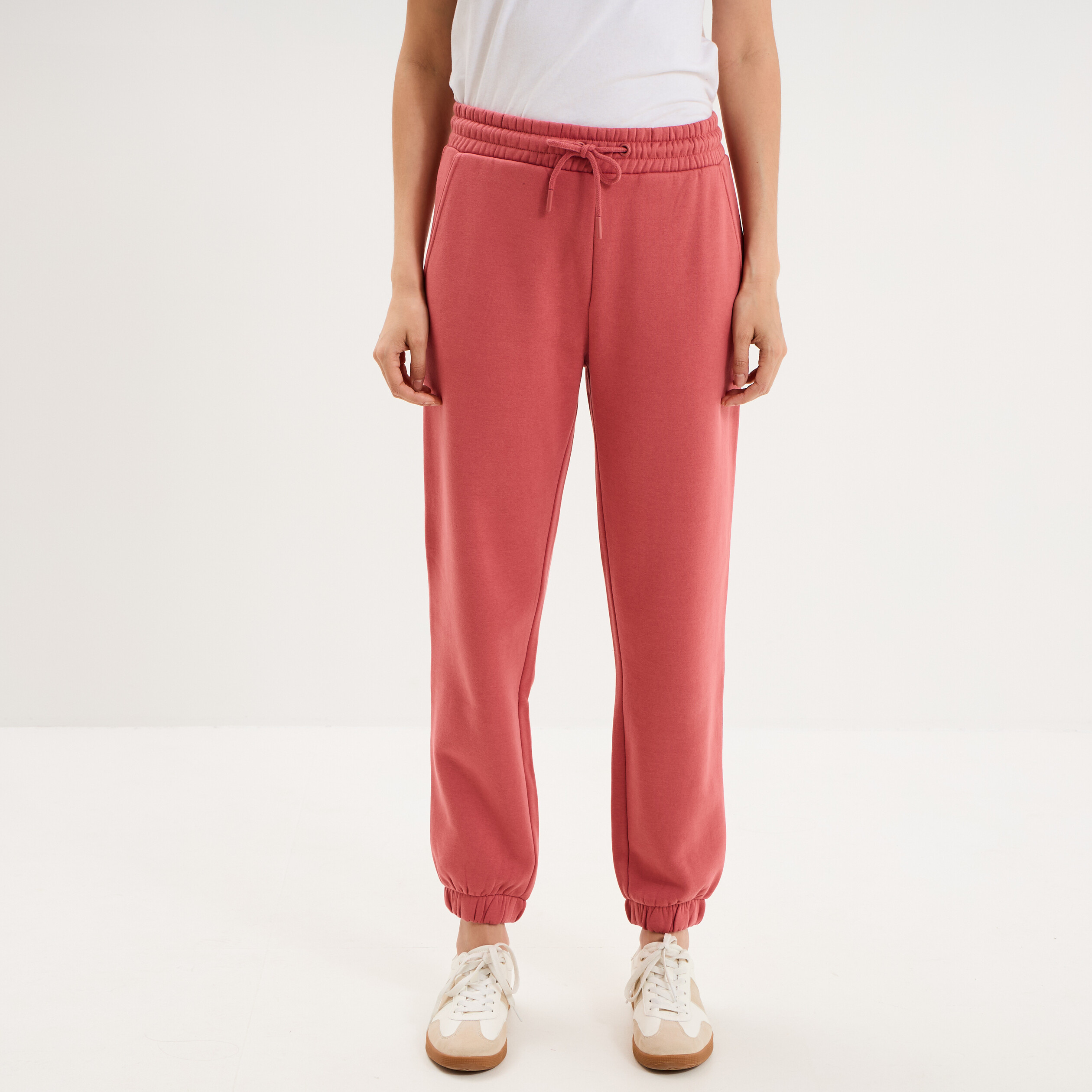 Pantalon de jogging molletonn&eacute; vieux rose femme