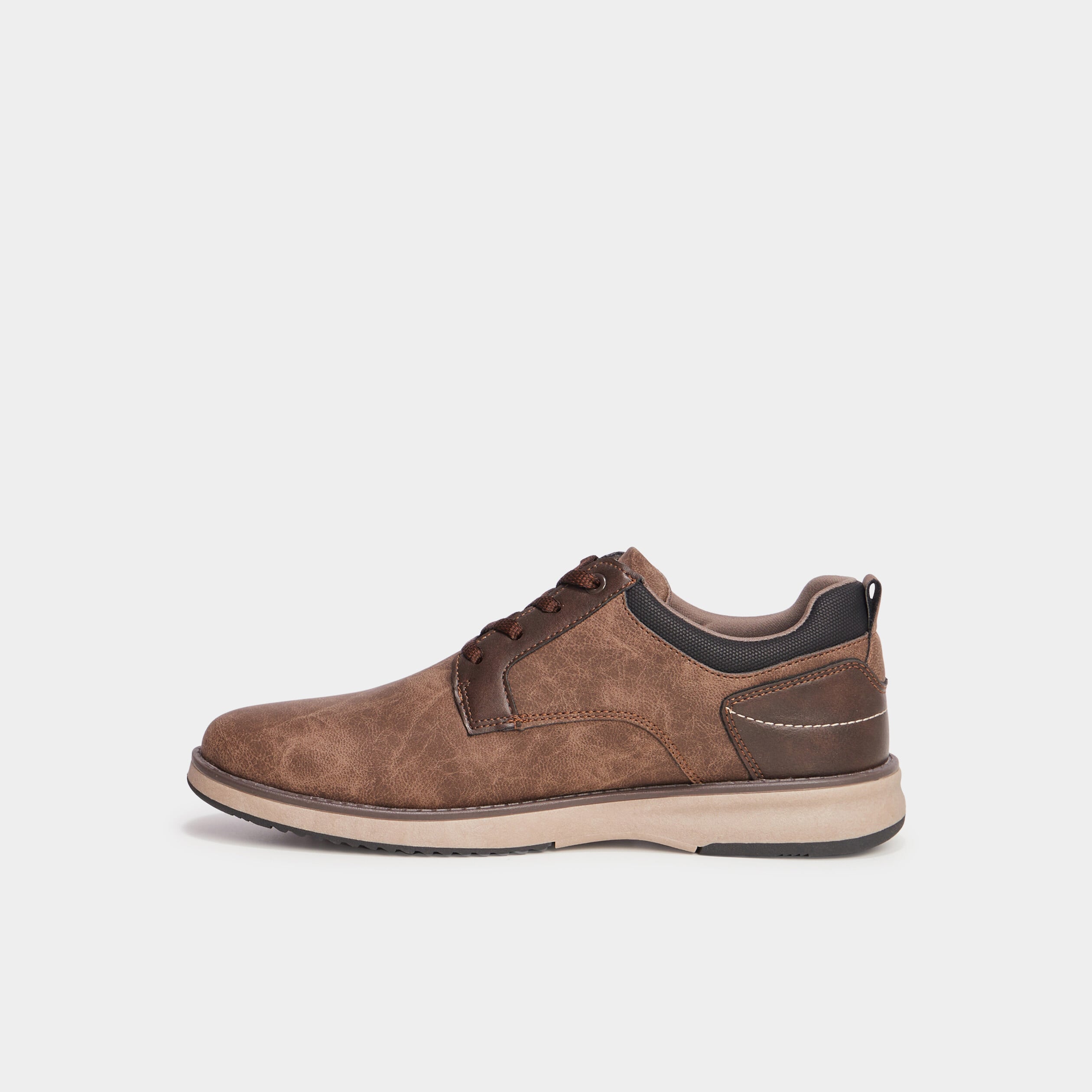Derbies &agrave; lacets effet similicuir marron homme