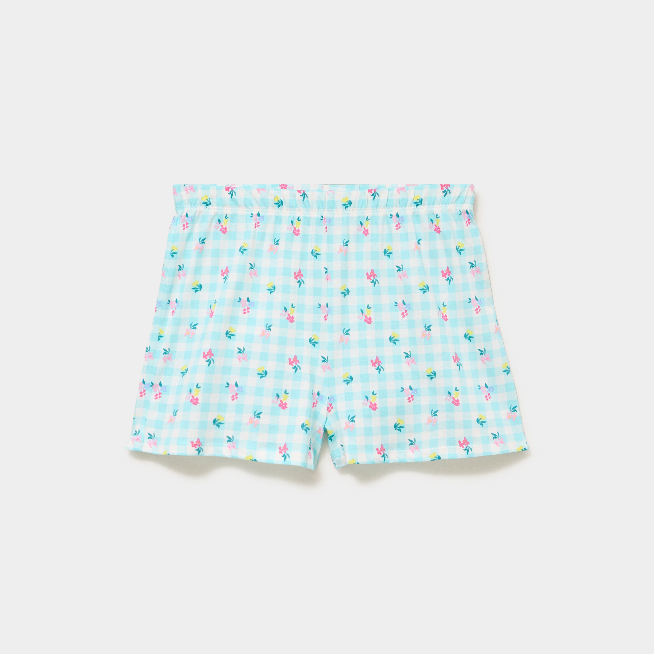 Bas de pyjama short coton bleu femme