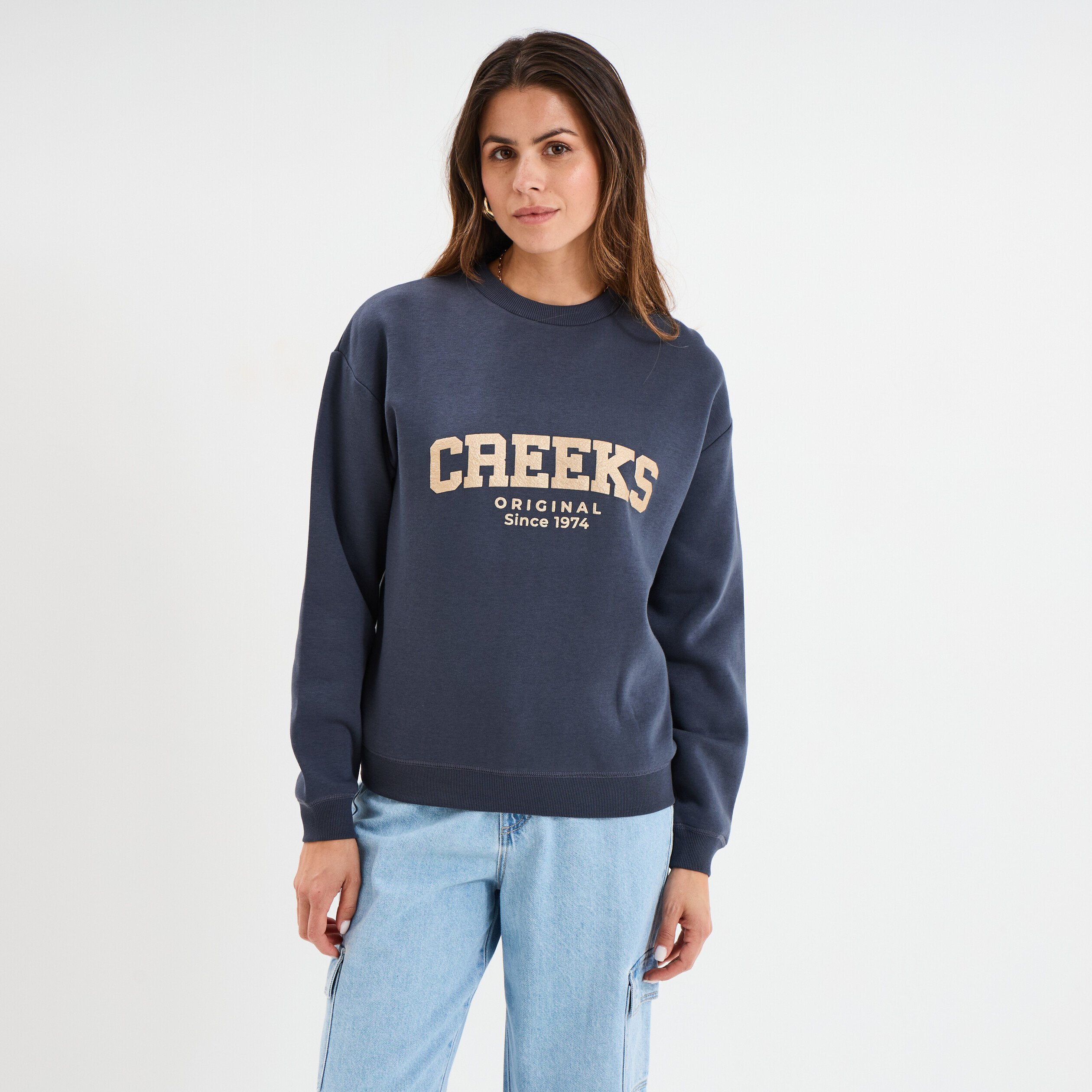 sweat col rond manches longues creeks bleu fonce femme Sweat col rond manches longues Creeks bleu foncé femme