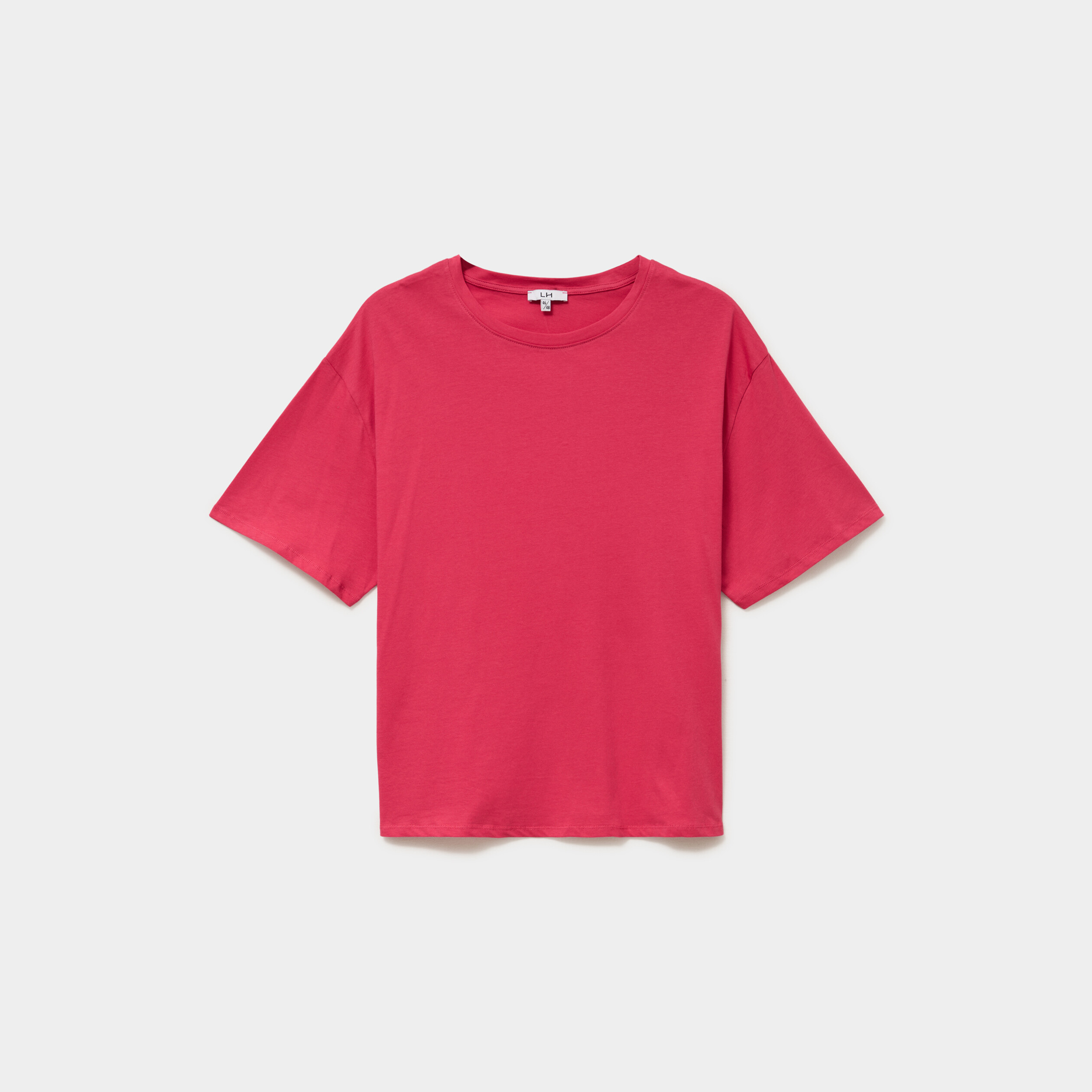T-shirt col rond manches courtes coton rose cerise femme grande taille