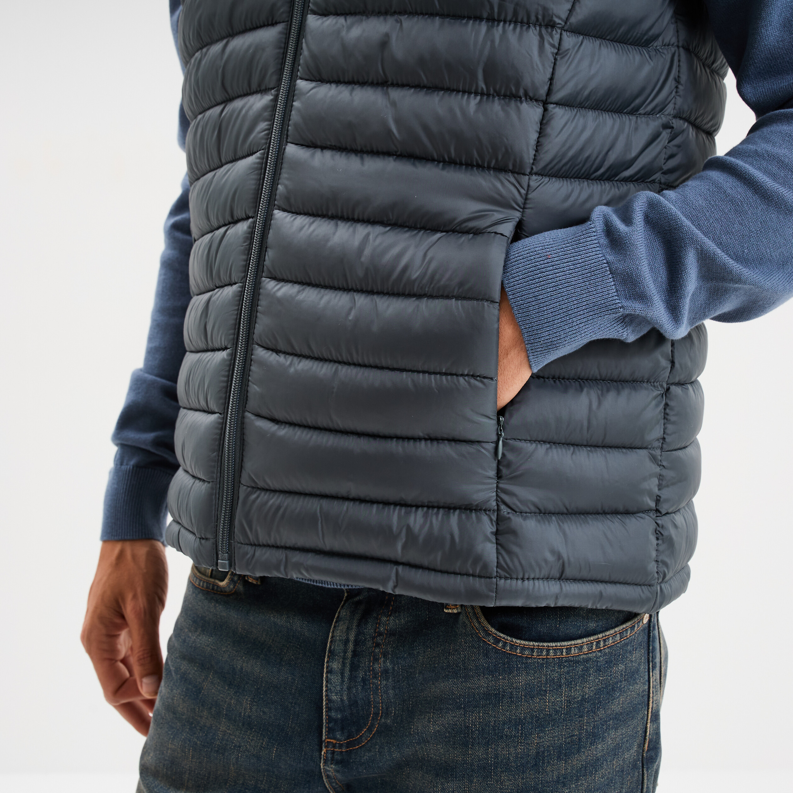 Doudoune sans manches l&eacute;g&egrave;re d&eacute;perlante vert fonc&eacute; homme