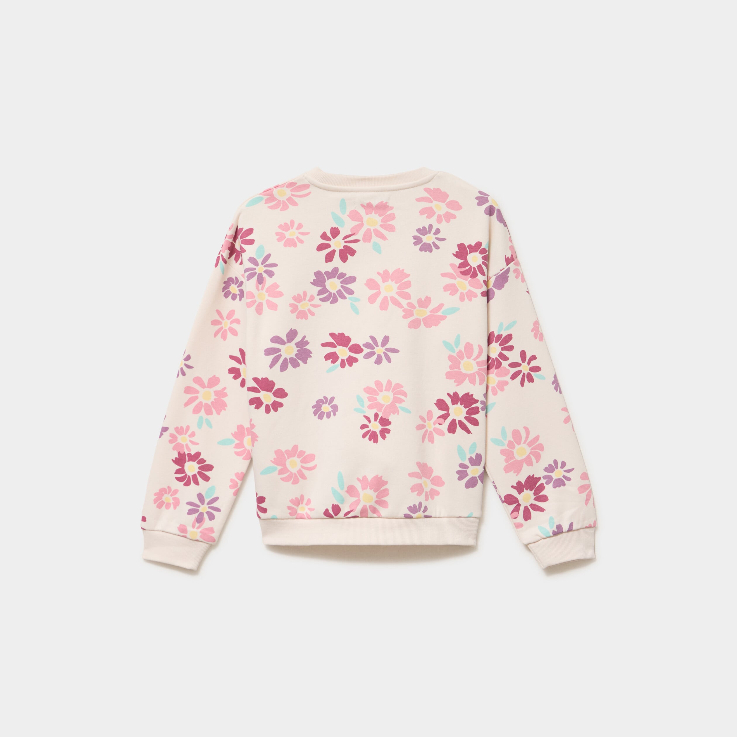 Sweat col rond manches longues beige fille