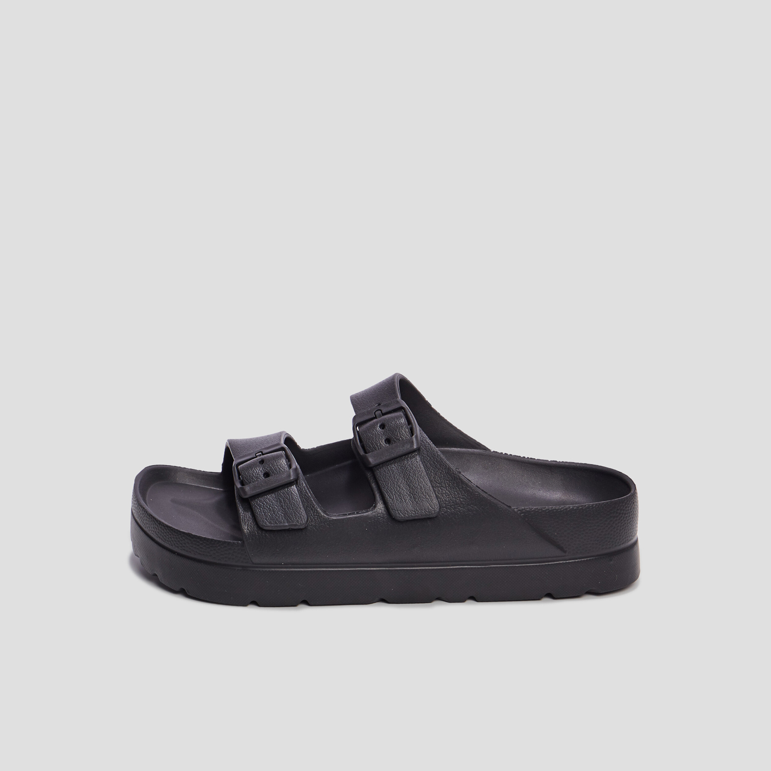 Mules de plage plateformes noir femme