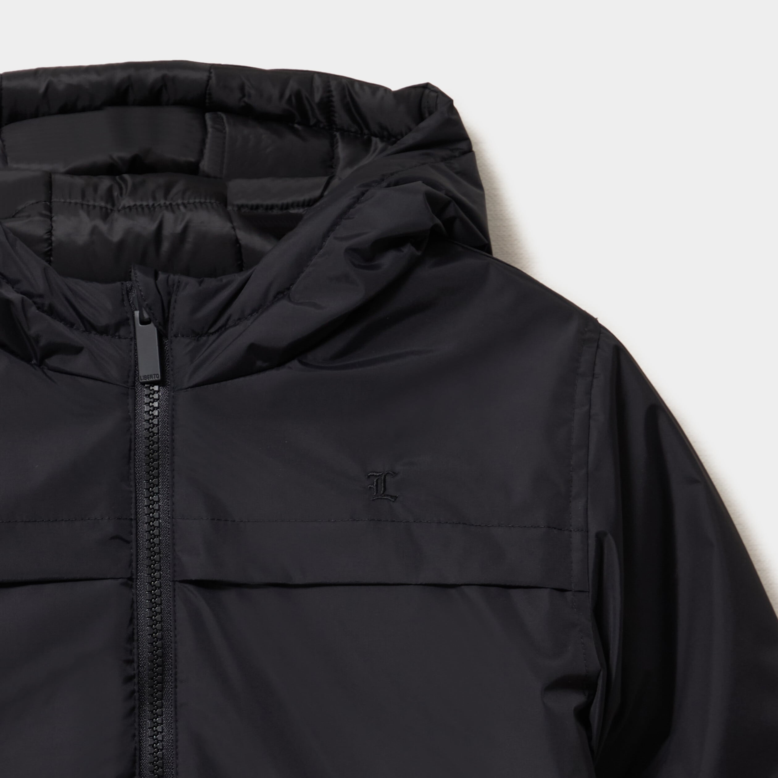 Doudoune r&eacute;versible zipp&eacute;e &agrave; capuche noir gar&ccedil;on