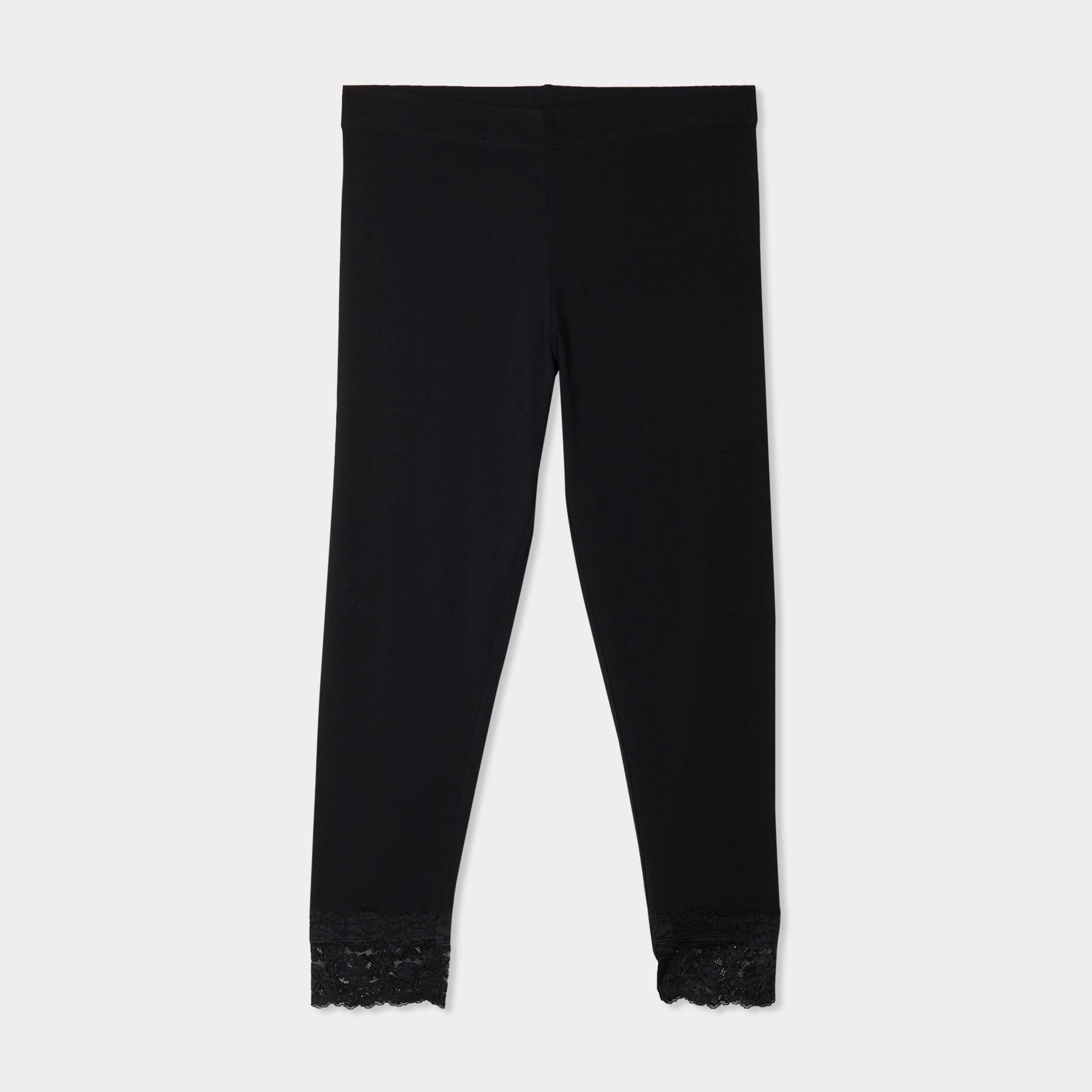 Legging cheville dentelle coton noir femme grande taille