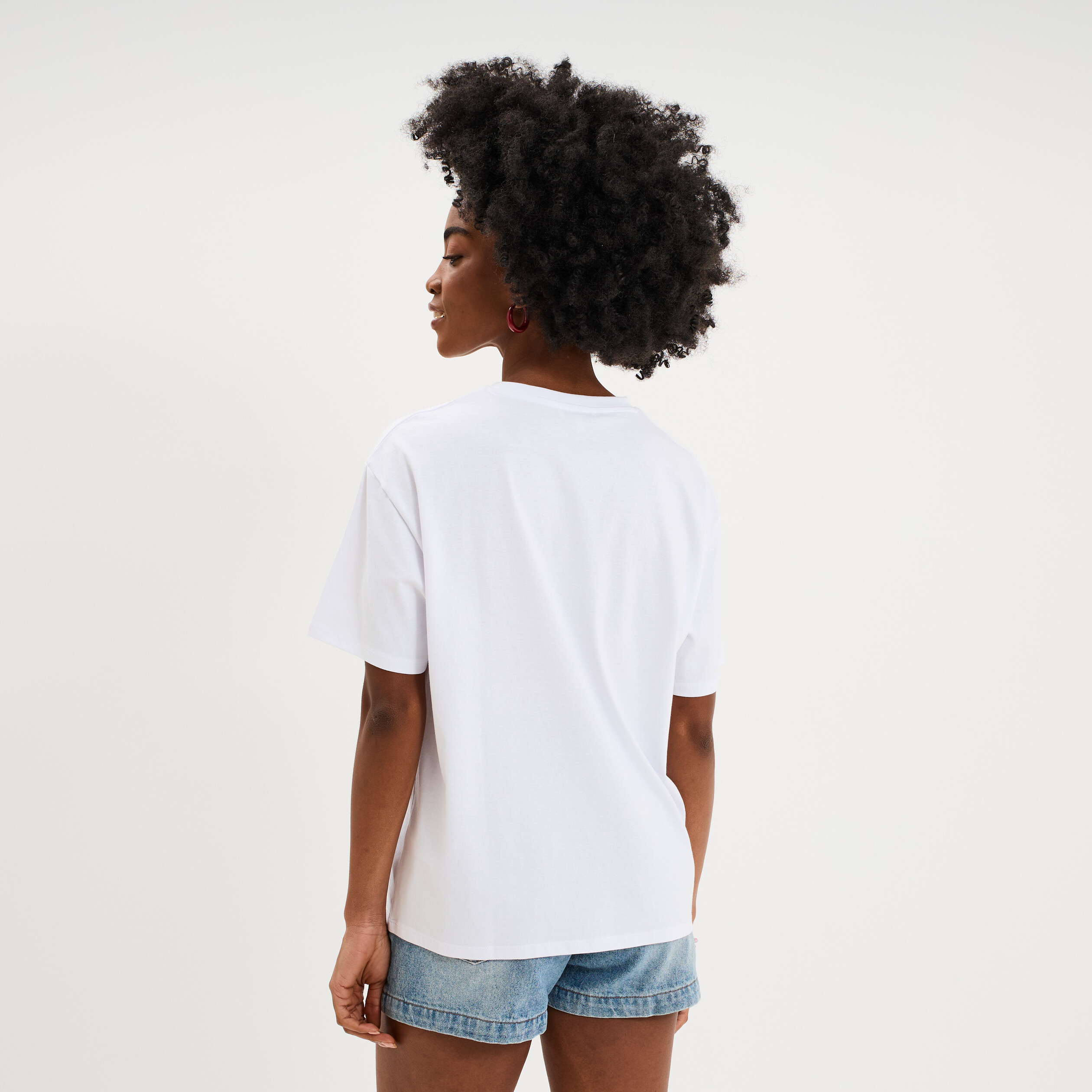 T-shirt droit manches courtes coton blanc femme