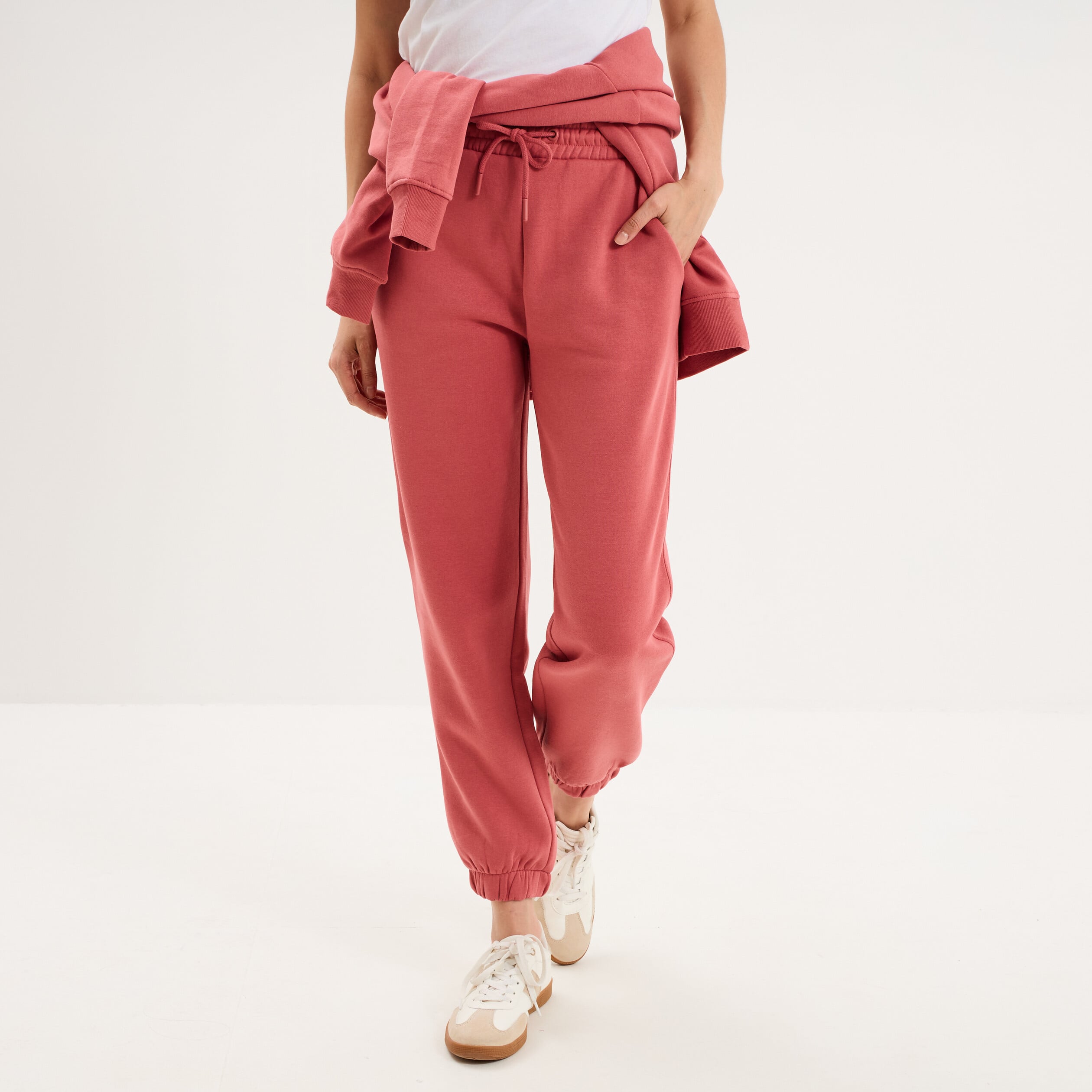 Pantalon de jogging molletonn&eacute; vieux rose femme