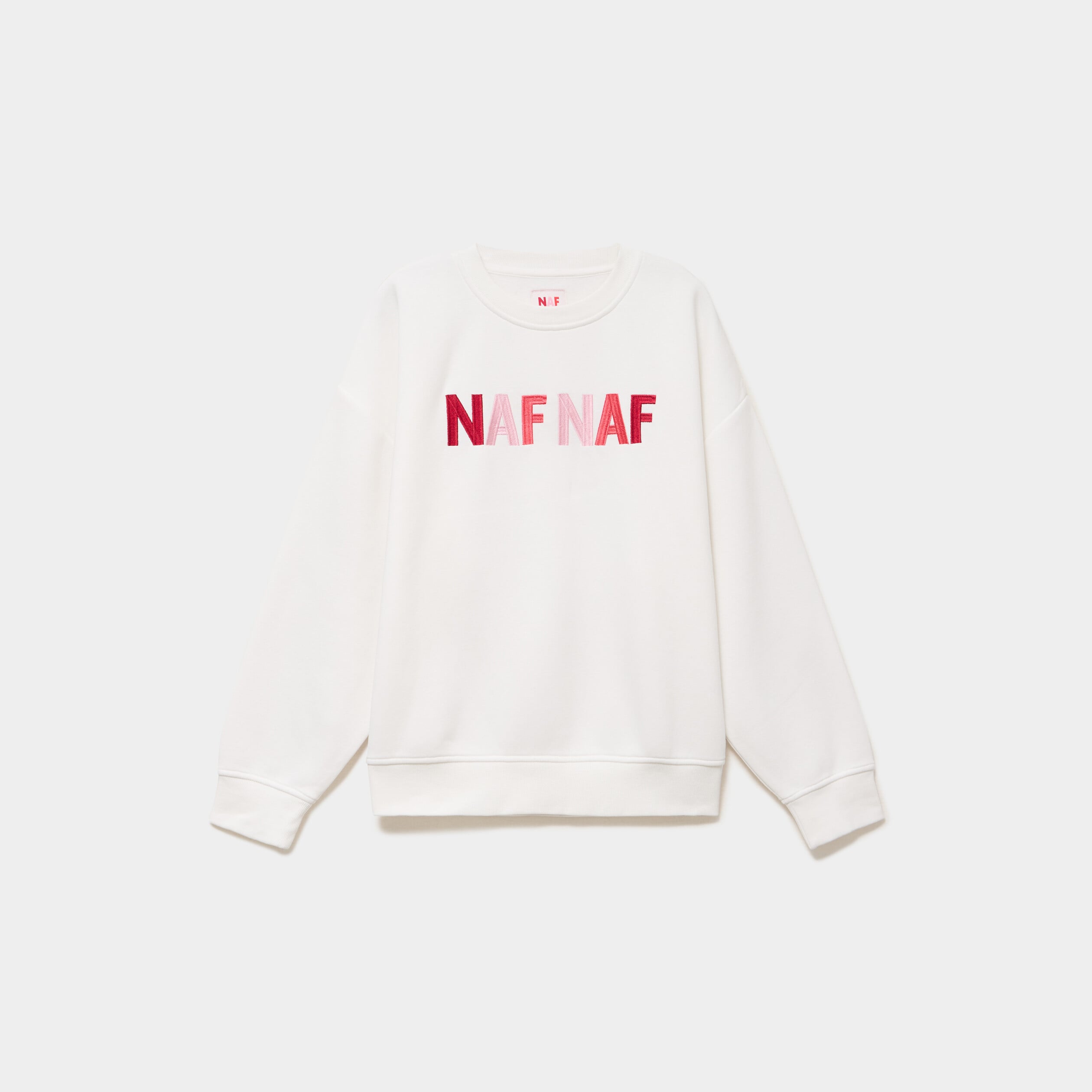 Sweat col rond logo oversize blanc femme