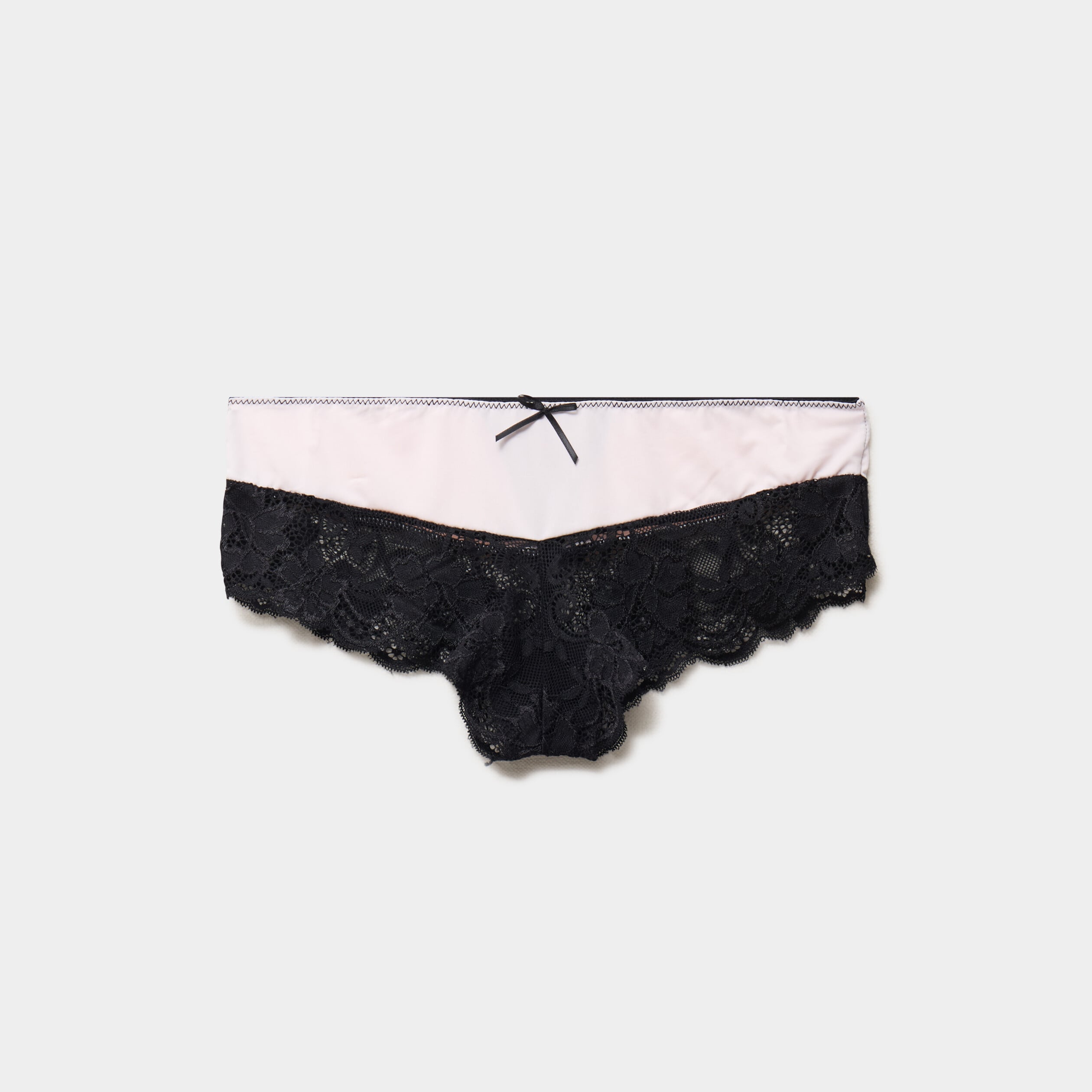 Shorty microfibre avec dentelle rose clair femme
