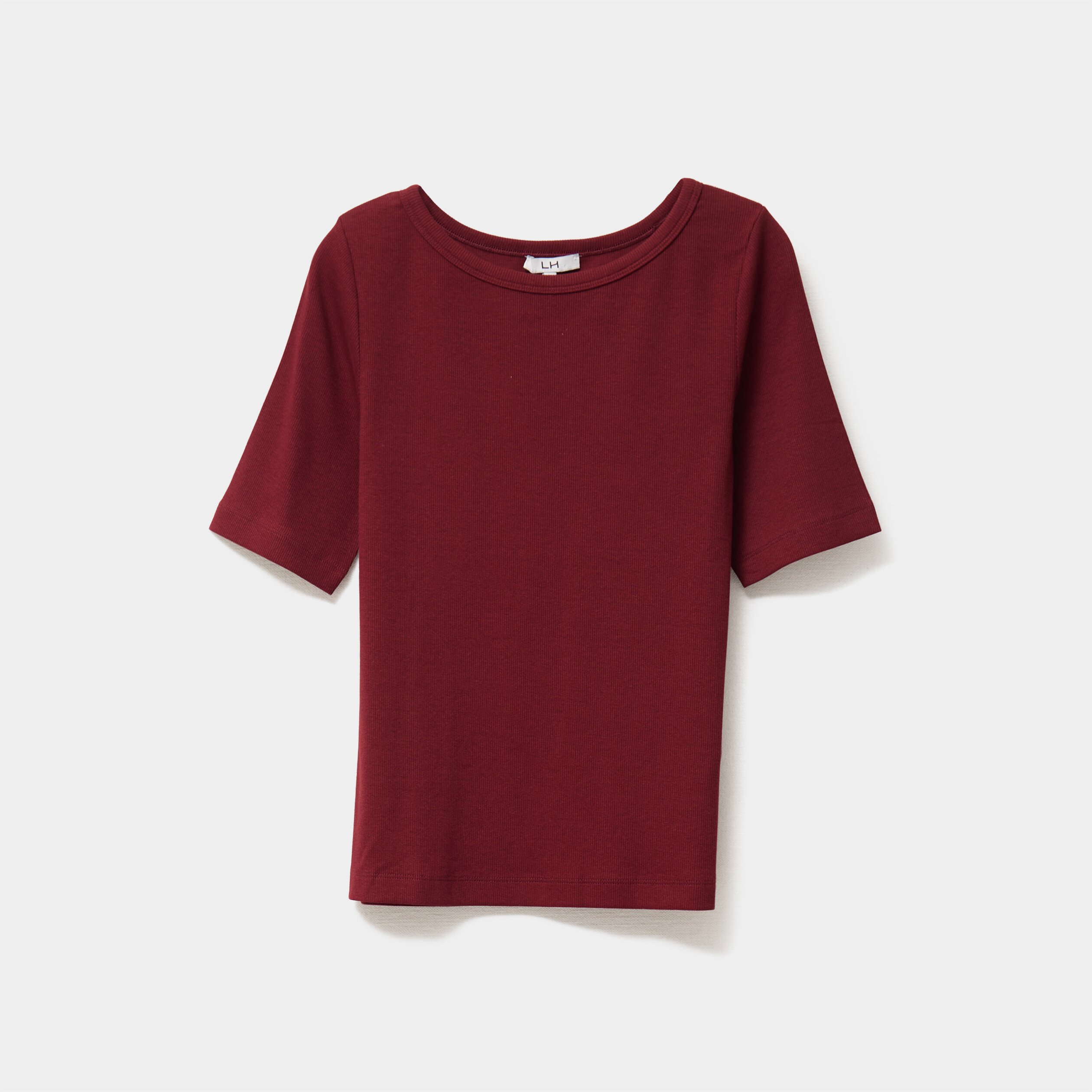 t shirt col rond manches courtes coton bordeaux femme T-shirt col rond manches courtes coton bordeaux femme