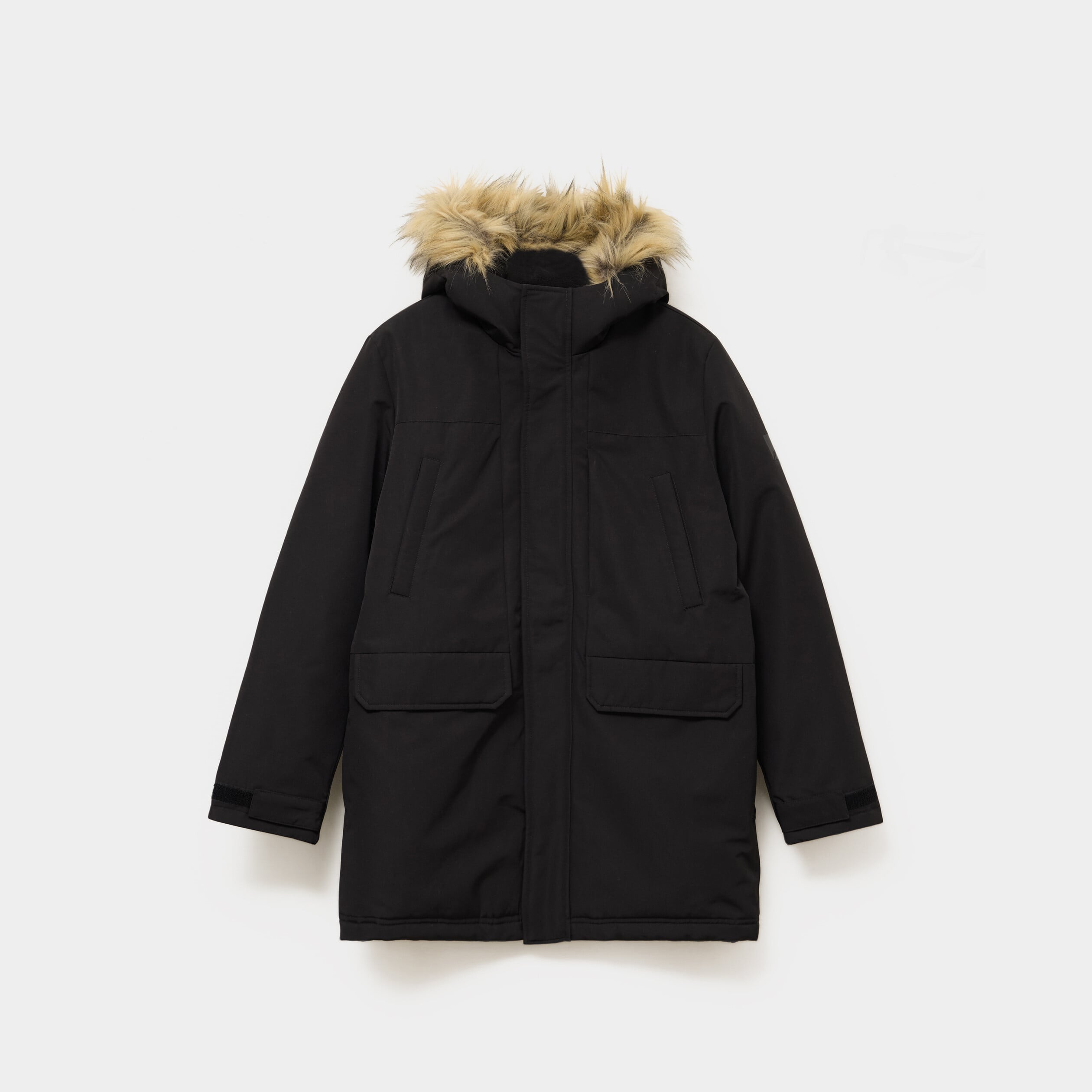 Parka &agrave; capuche fausse fourrure noir homme