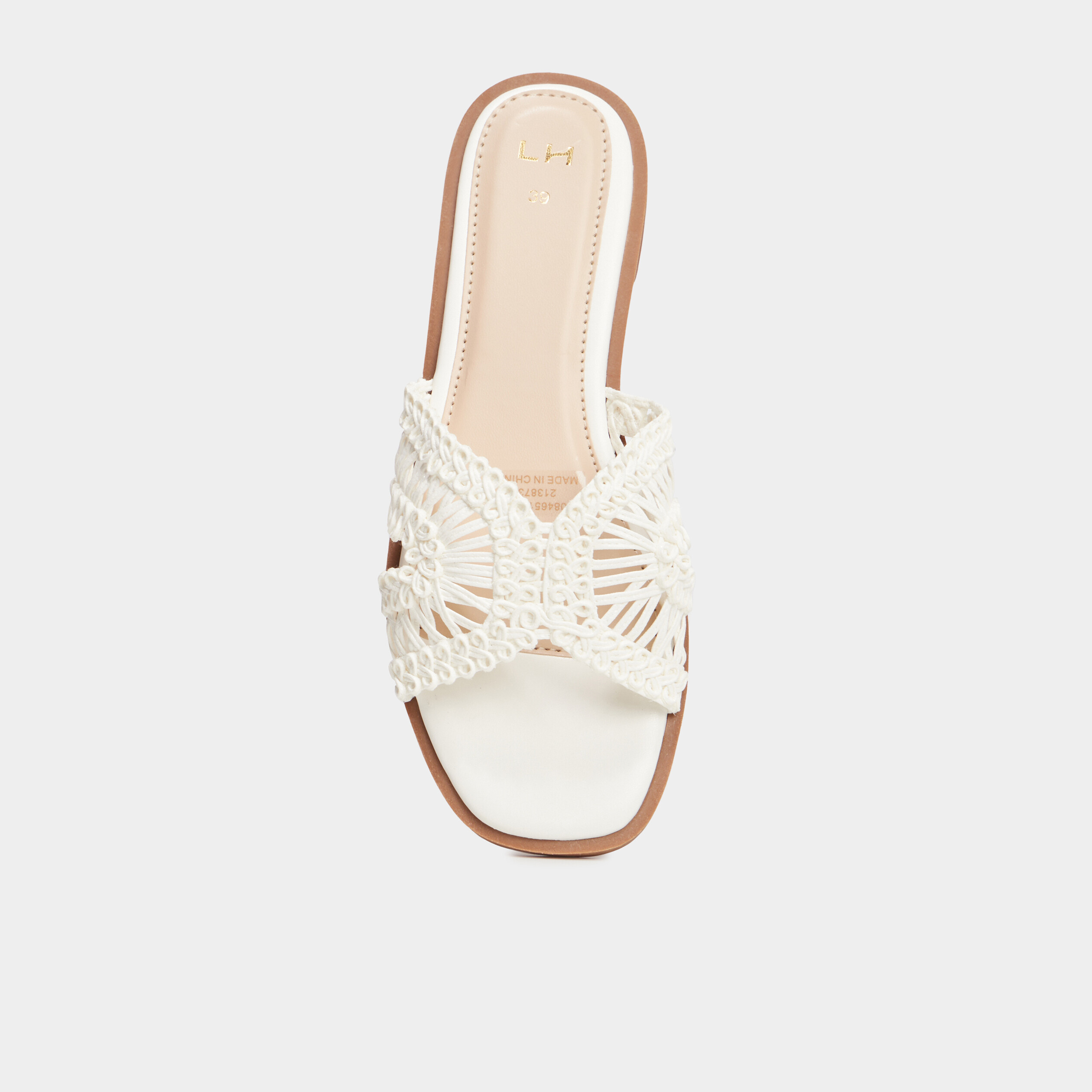 mules effet macrame blanc femme Mules effet macramé blanc femme