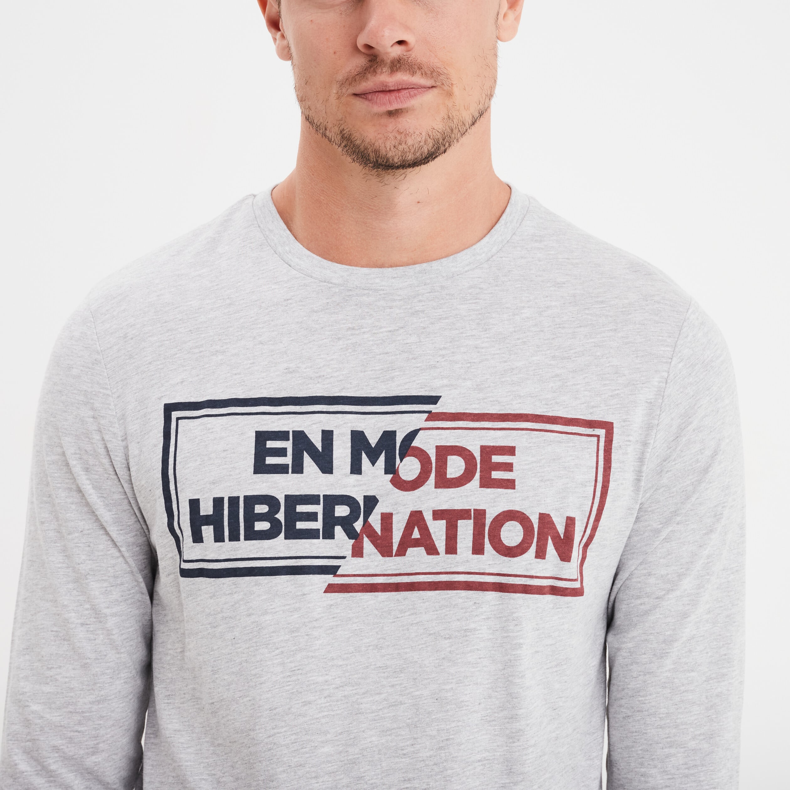 Ensemble pyjama 2 pi&egrave;ces gris homme