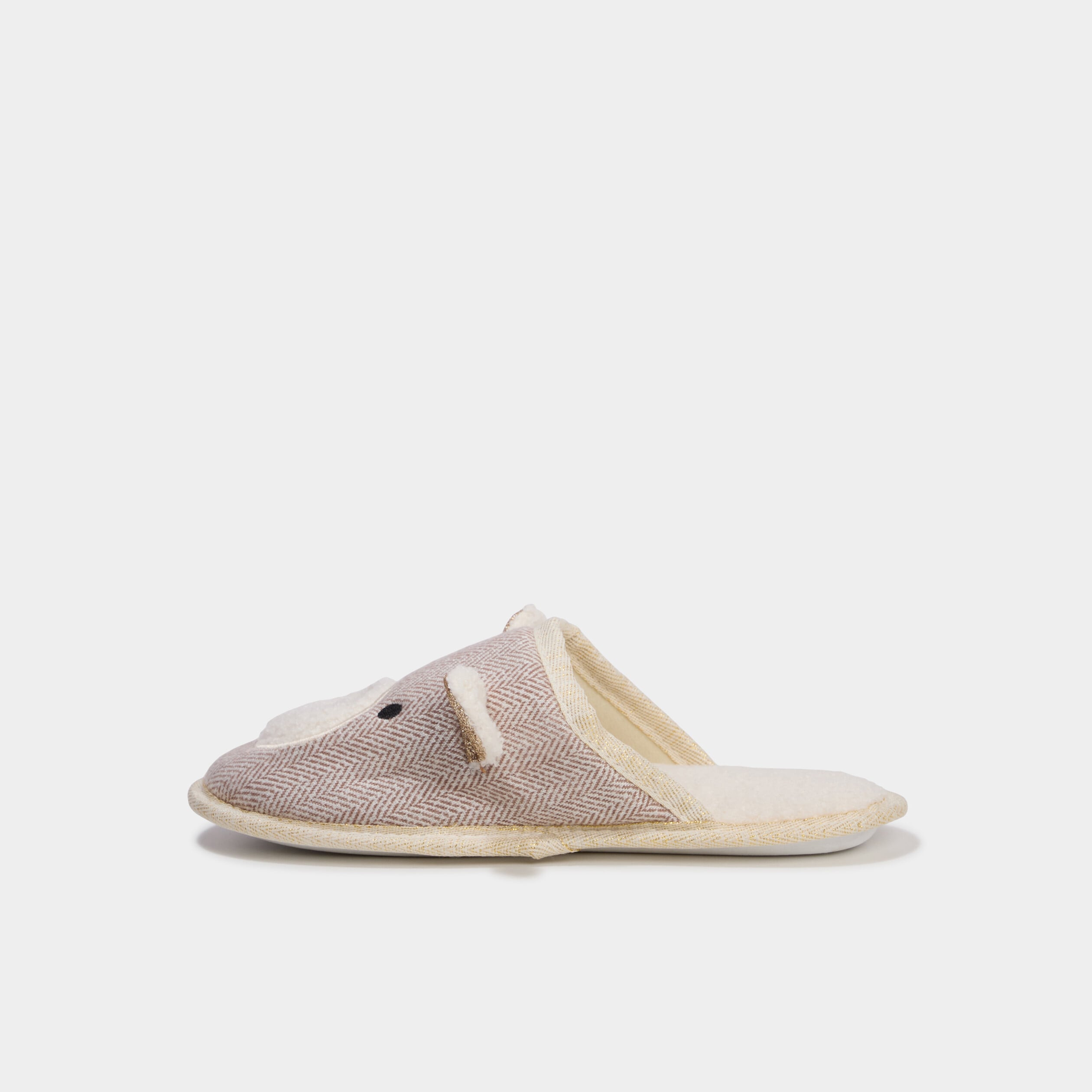 Chaussons mules doublure polaire sable femme