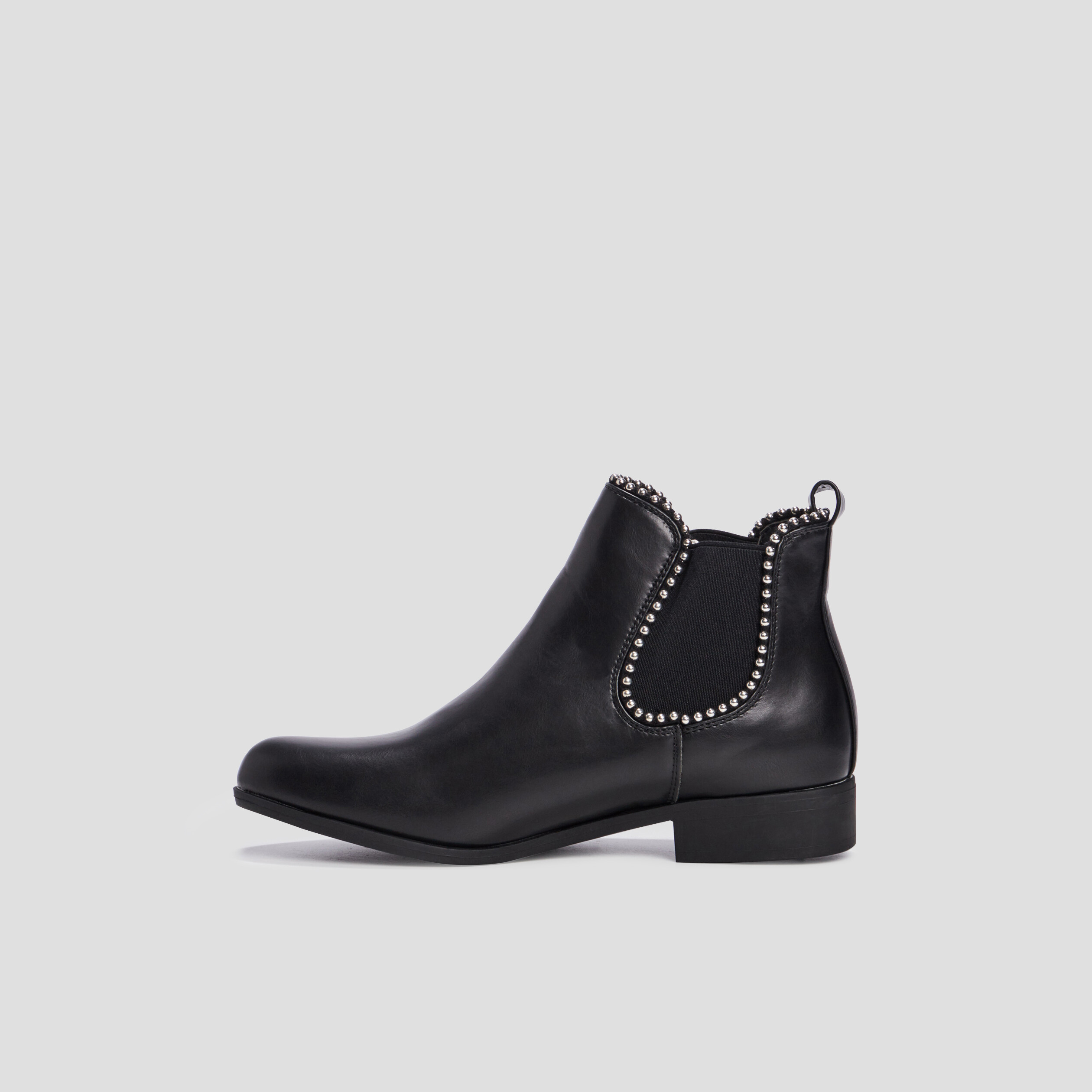 Bottines fourrées chelsea avec clous noir femme